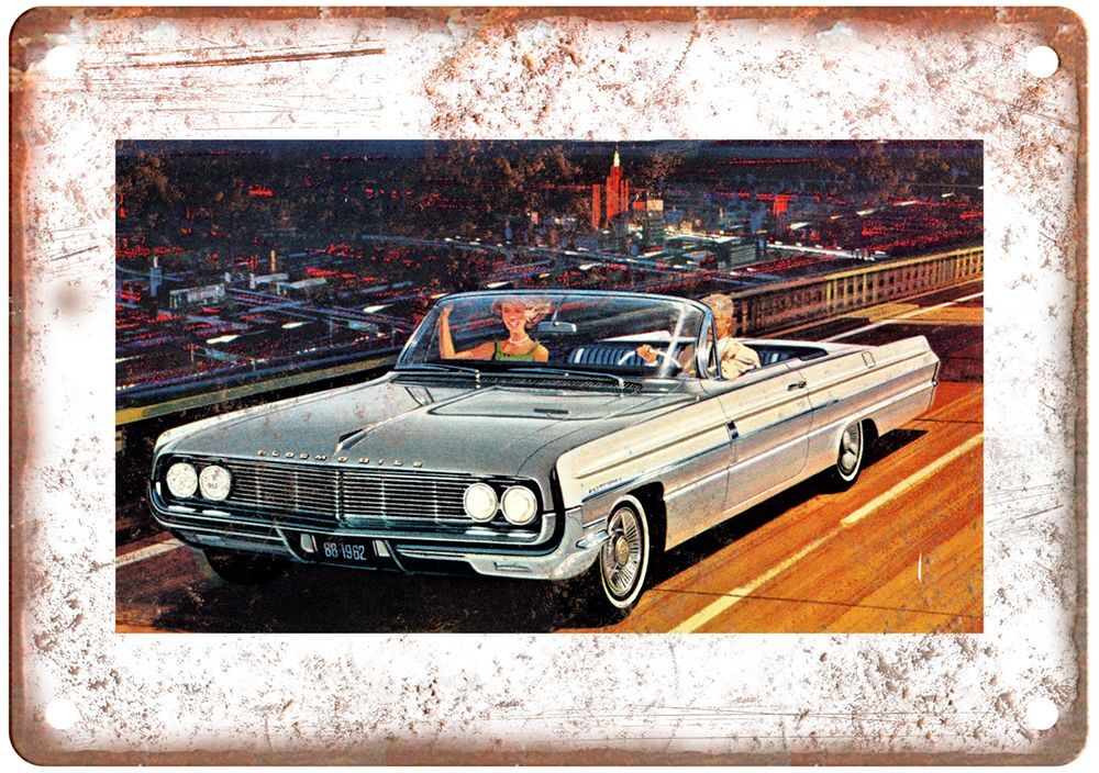 1962 Oldsmobile Dynamic 88 Convertible Vintage Ad Retro Look Metal Sign A5087