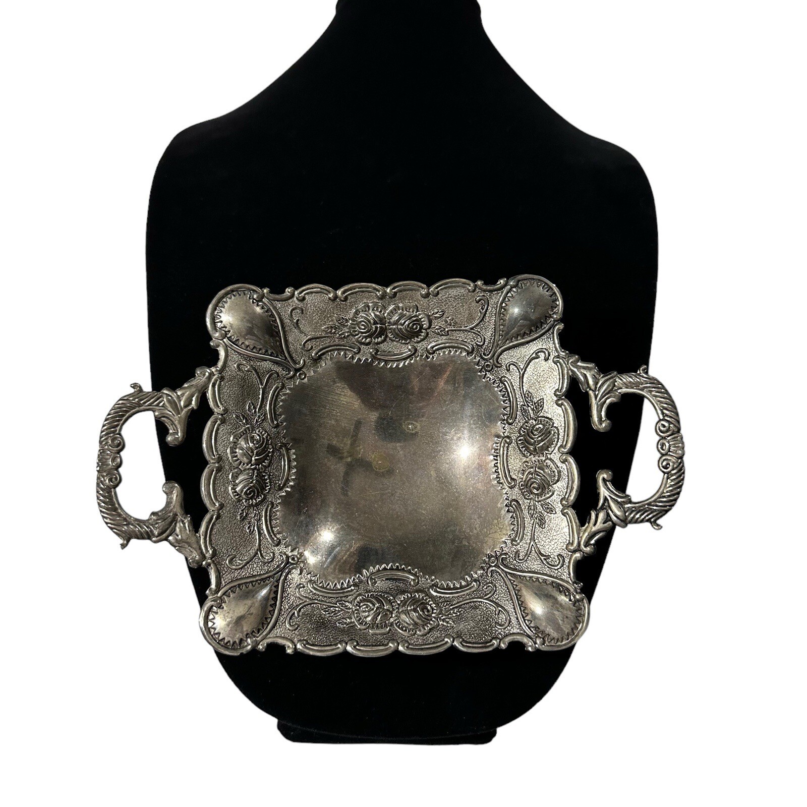 Godinger Silver Art Co Silver Plates Candy Nut Trinket Dish 9x6” Footed Handles