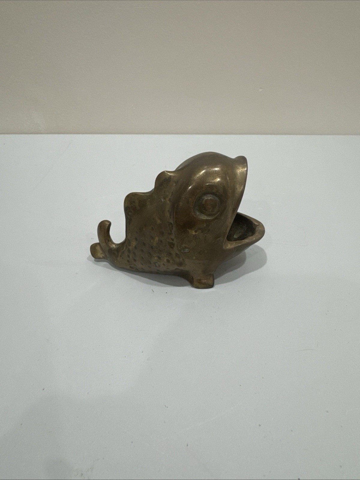 Vintage 1950’s Solid Brass Koi Fish Ashtray 2.5xx4.5”