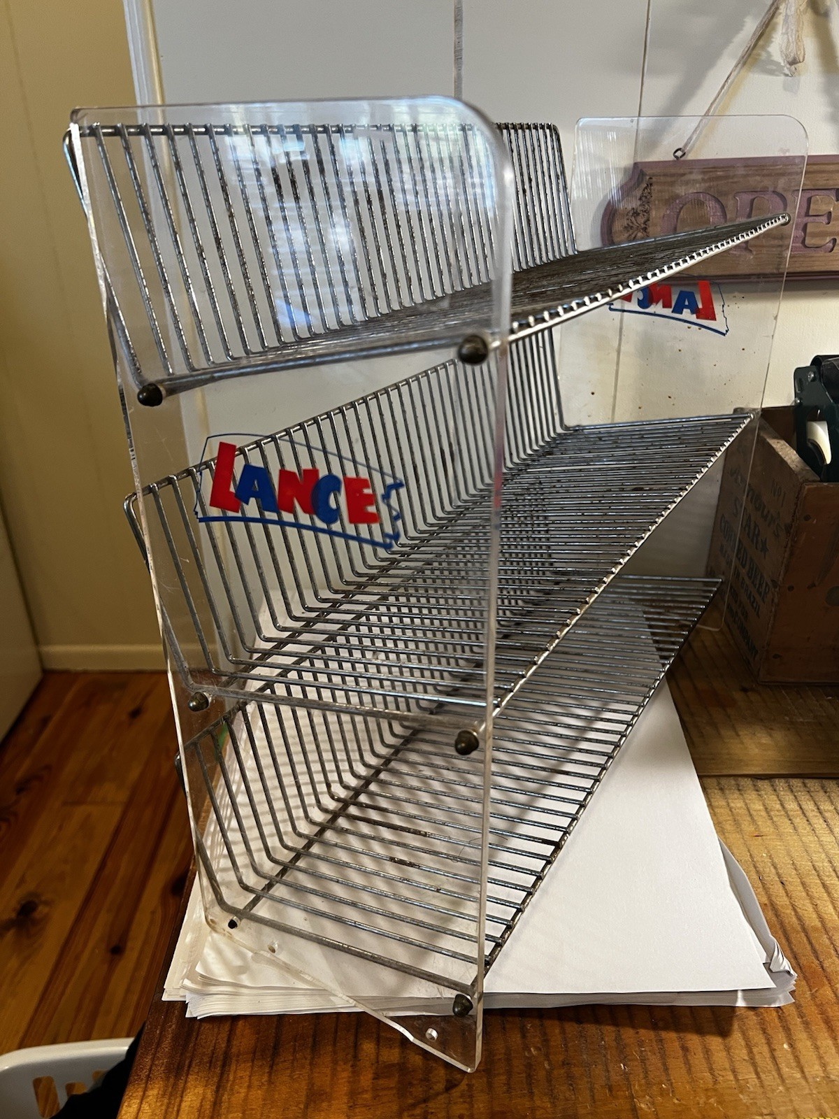 Vintage LANCE Snack Display Rack Shelf 3 Tier Country General Store Metal RARE Vintage LANCE Snack Display Rack Shelf 3 Tier Country General Store Metal RARE