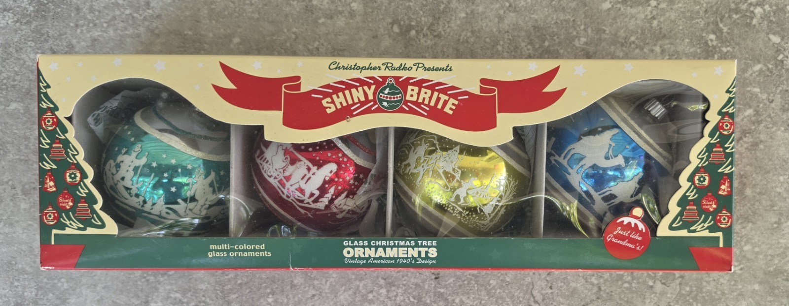 Set 4 Vtg 1940's Christopher Radko Shiny Brite 3