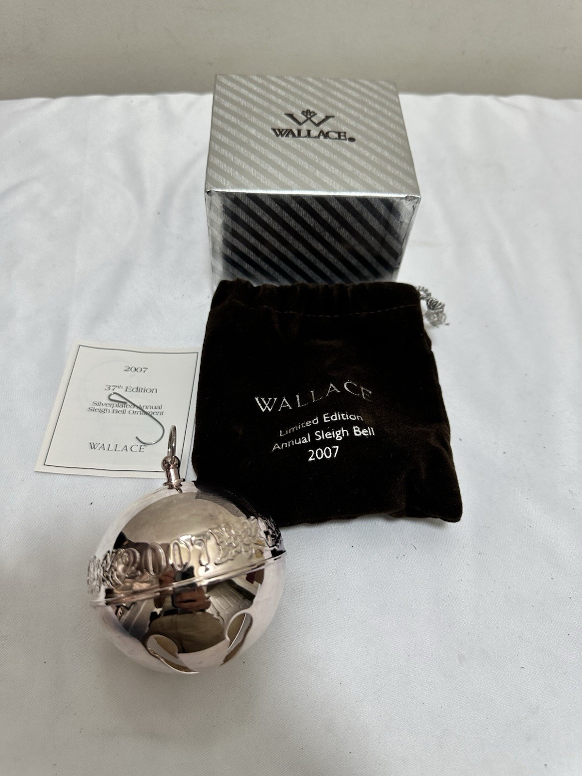 Wallace Silver Plate 2007 Annual Sleigh Bell Christmas Ornament 37th Edition