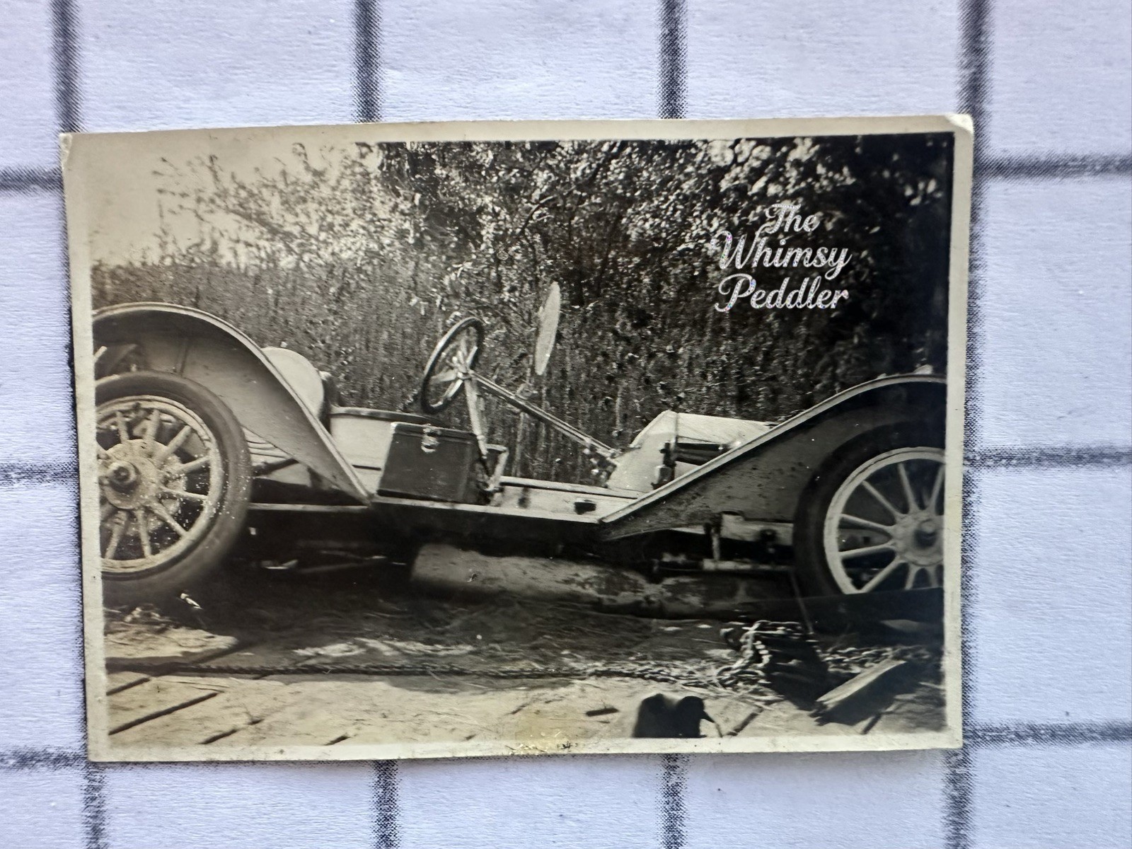1910s 1920s Antique Automobile Stripped Chassis Spoked Wheels Vintage Photo 1910s 1920s Antique Automobile Stripped Chassis Spoked Wheels Vintage Photo