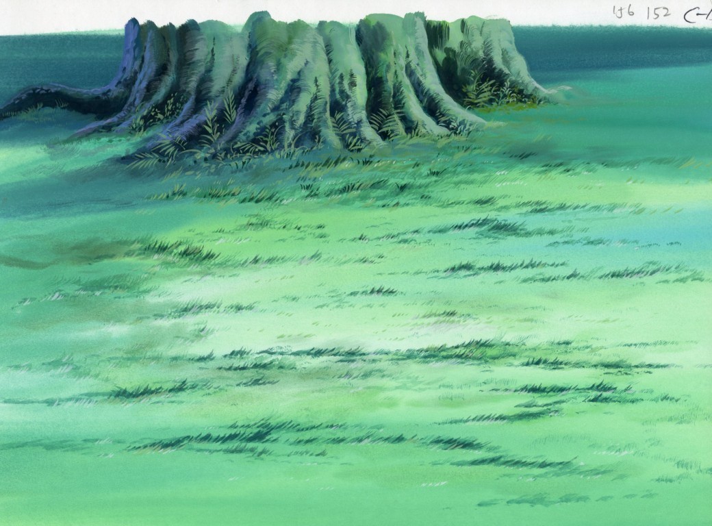 Original Hand Painted Anime Animation Cel Background Tree Roots Production Art Original Hand Painted Anime Animation Cel Background Tree Roots Production Art