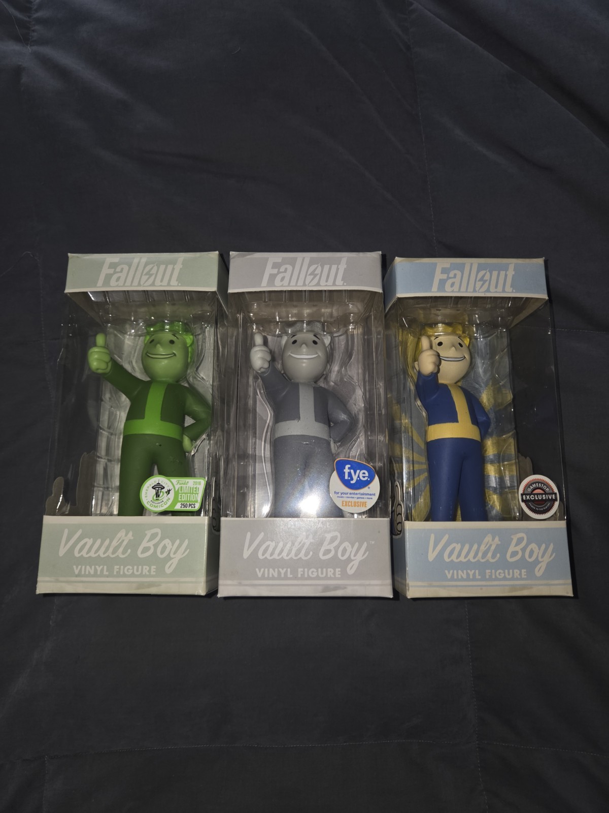 Funko Fallout Vault Boy Set Of 3 Gamestop/FYE/ECCC Exclusives Funko Fallout Vault Boy Set Of 3 Gamestop/FYE/ECCC Exclusives