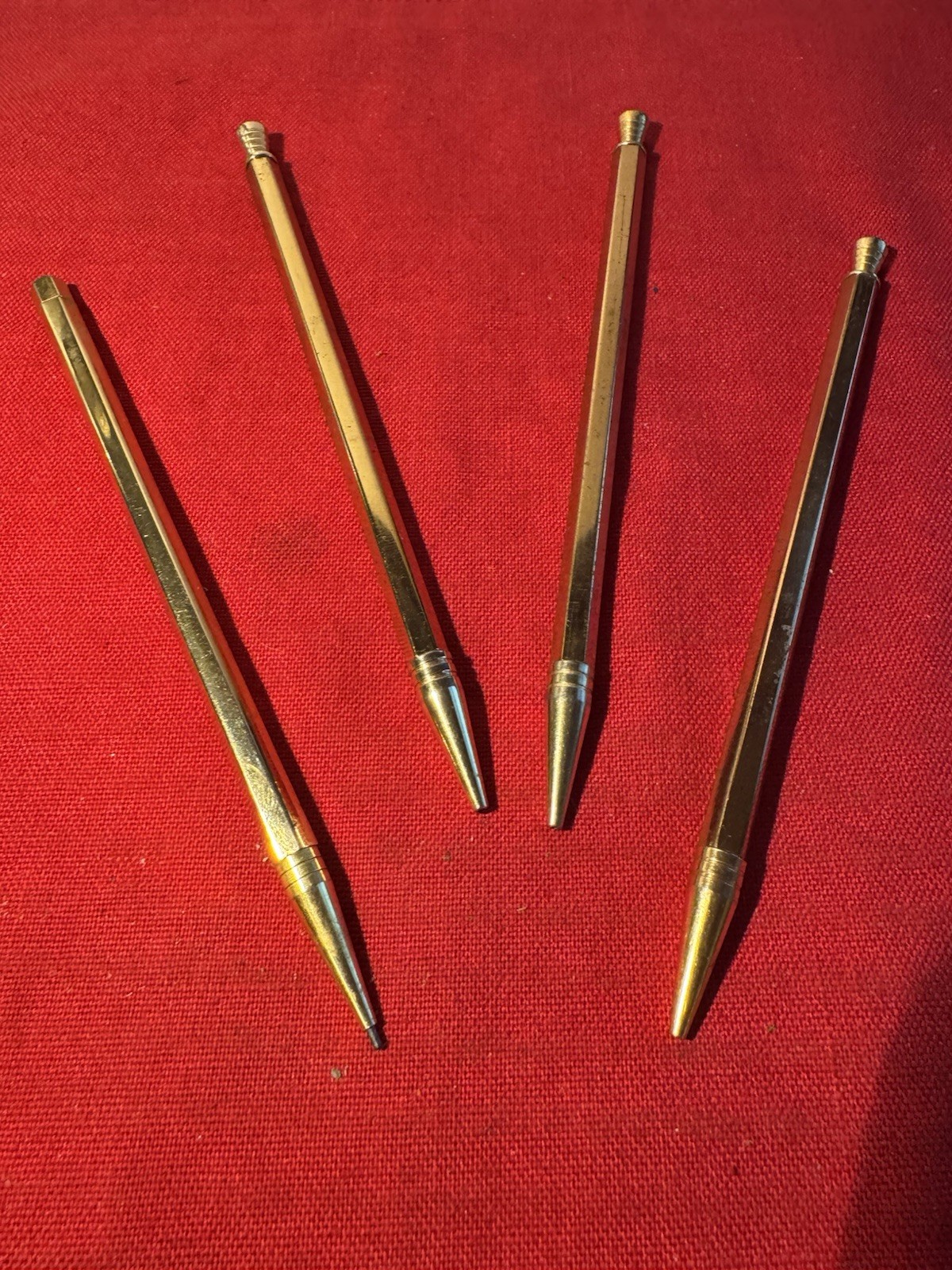 4 Vintage STIK  Magnetic Mechanical Pencils - Gold Tone Brass Stylecraft USA