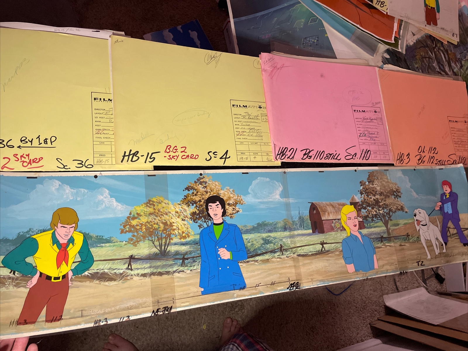 HARDY BOYS animation cels PANORAMIC BACKGROUND PRODUCTION ART Cartoons 1960s X1