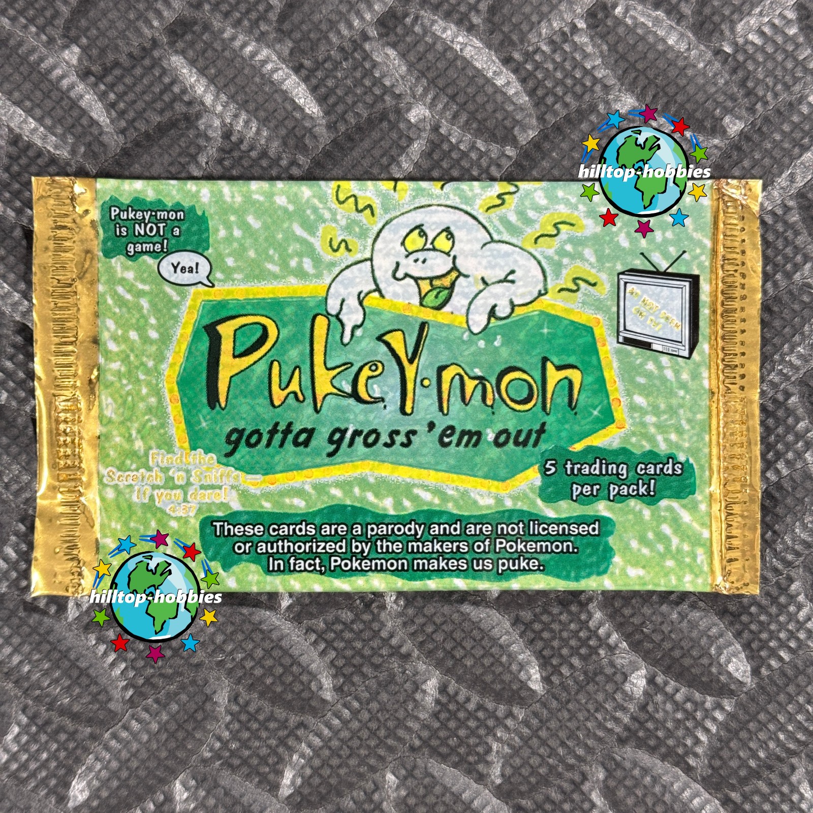 PUKEY-MON NEW/SEALED PACK 5-CARDS PUKEYMON POKEMON PARODY like garbage pail kids