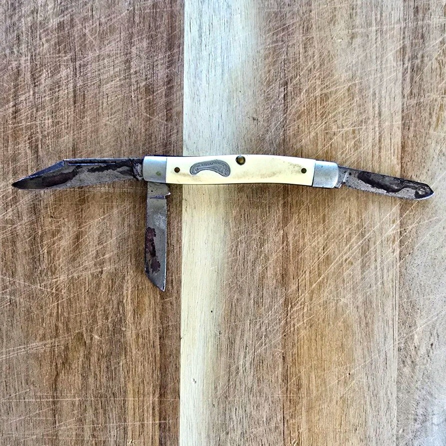 Imperial Frontier Vintage 3-Blade Slipjoint Pocketknife Ivory Plastic Handle