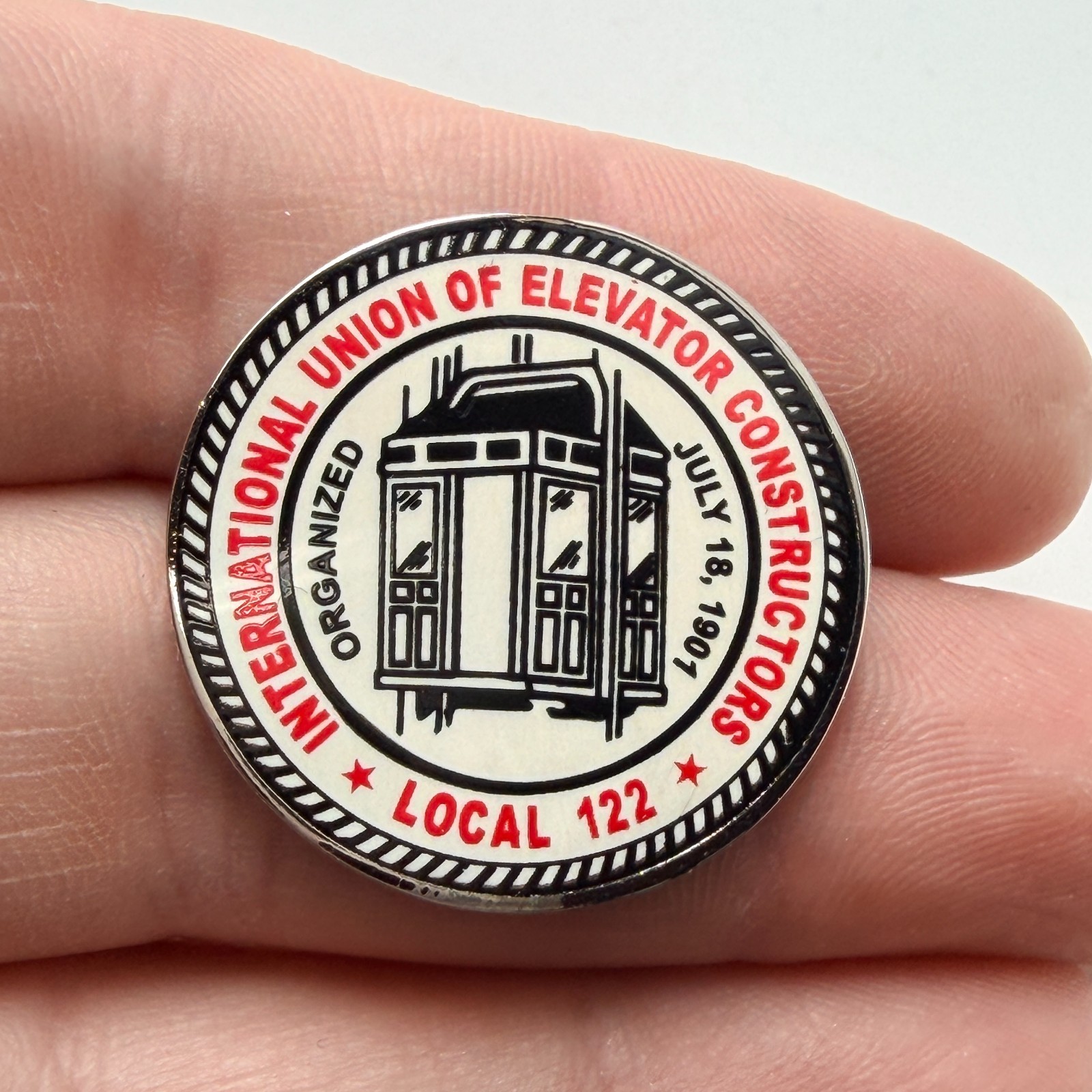 IUEC Local 122 Seal Logo Lapel Pin International Union of Elevator Constructors