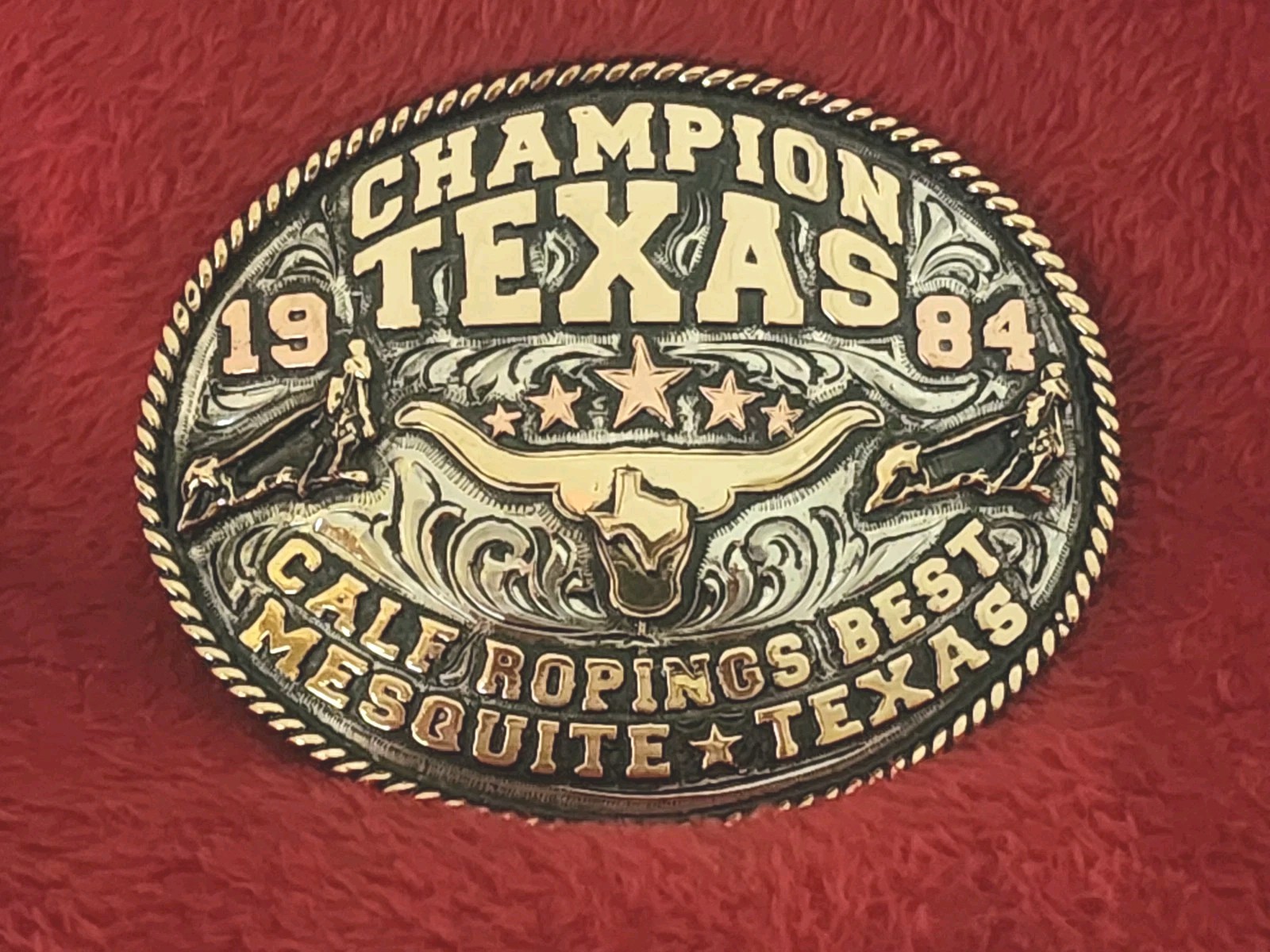 Calf Roping Professional Championship Trophy Belt Buckle☆MESQUITE TEXAS☆1984☆101