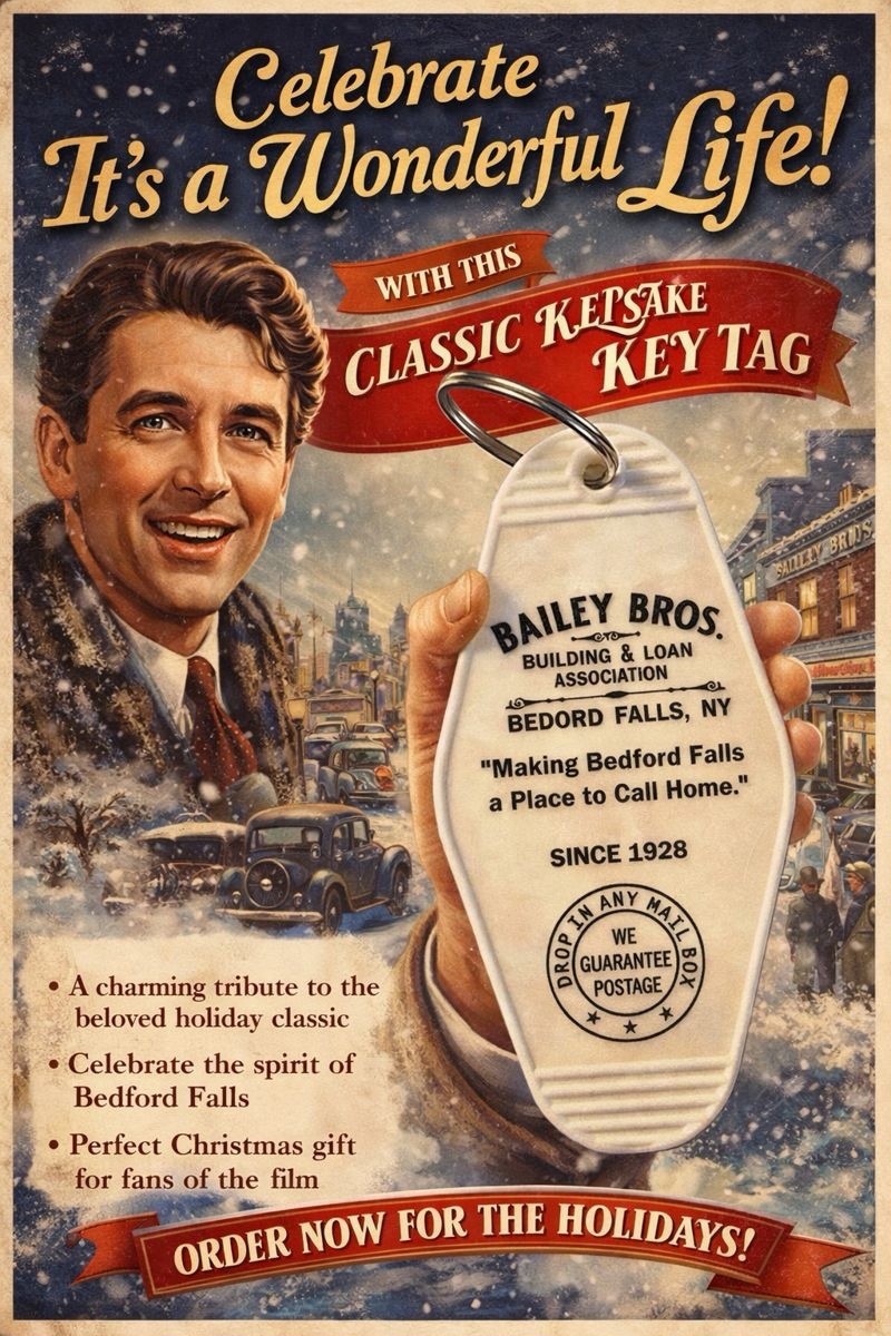 It's A Wonderful Life Movie Bailey Brother Loan Inspired Key Tag.
