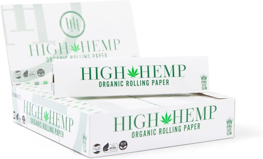 High Hemp Organic Rolling Papers GMO Free Vegan Approved KING SIZE 25 Booklets