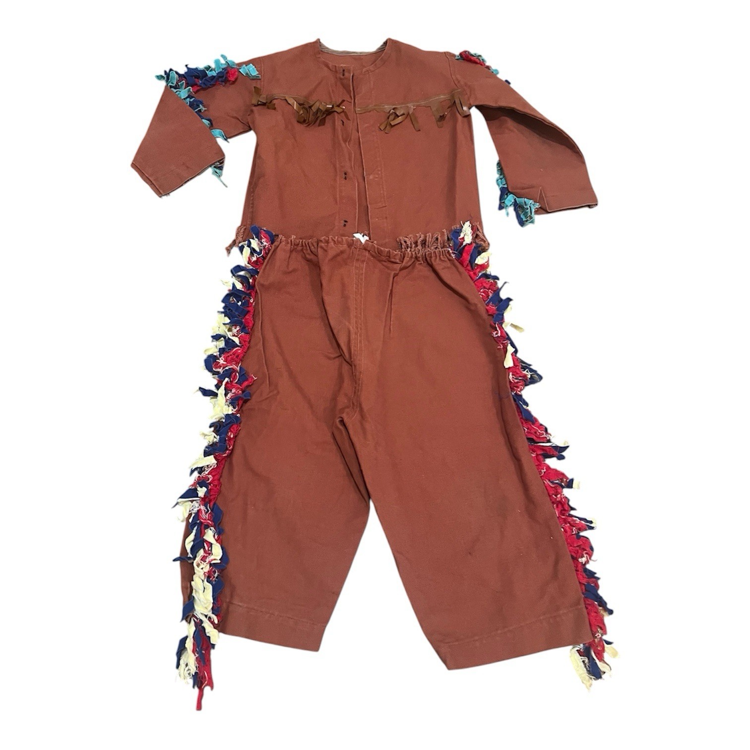 1950s Vintage Native American Indian Child Halloween Costume 2 Pc Fringe Outfit