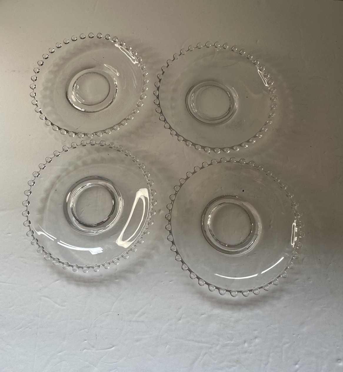 VTG Hobnail Candlewick Clear Glass Saucers Set Of 4 VTG Hobnail Candlewick Clear Glass Saucers Set Of 4