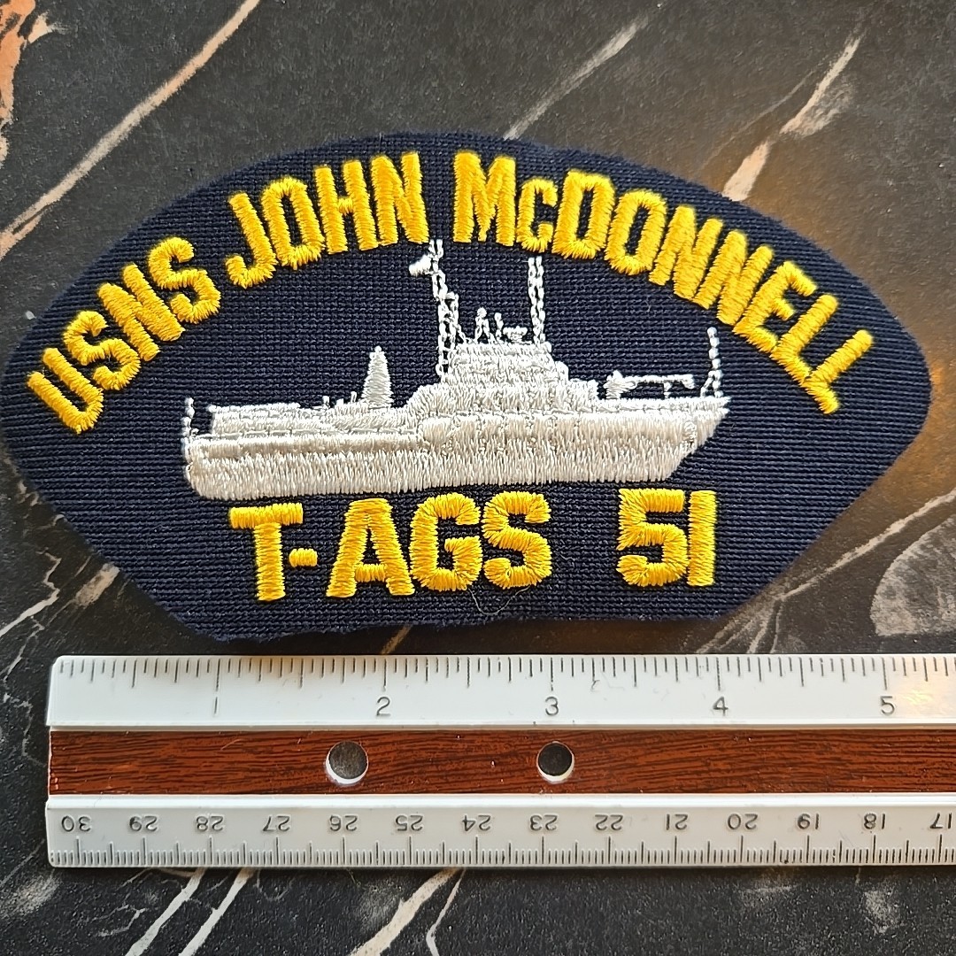 USNS John McDonnell T-AGS 51 5.75” by 3” BC Hat Patch NOS