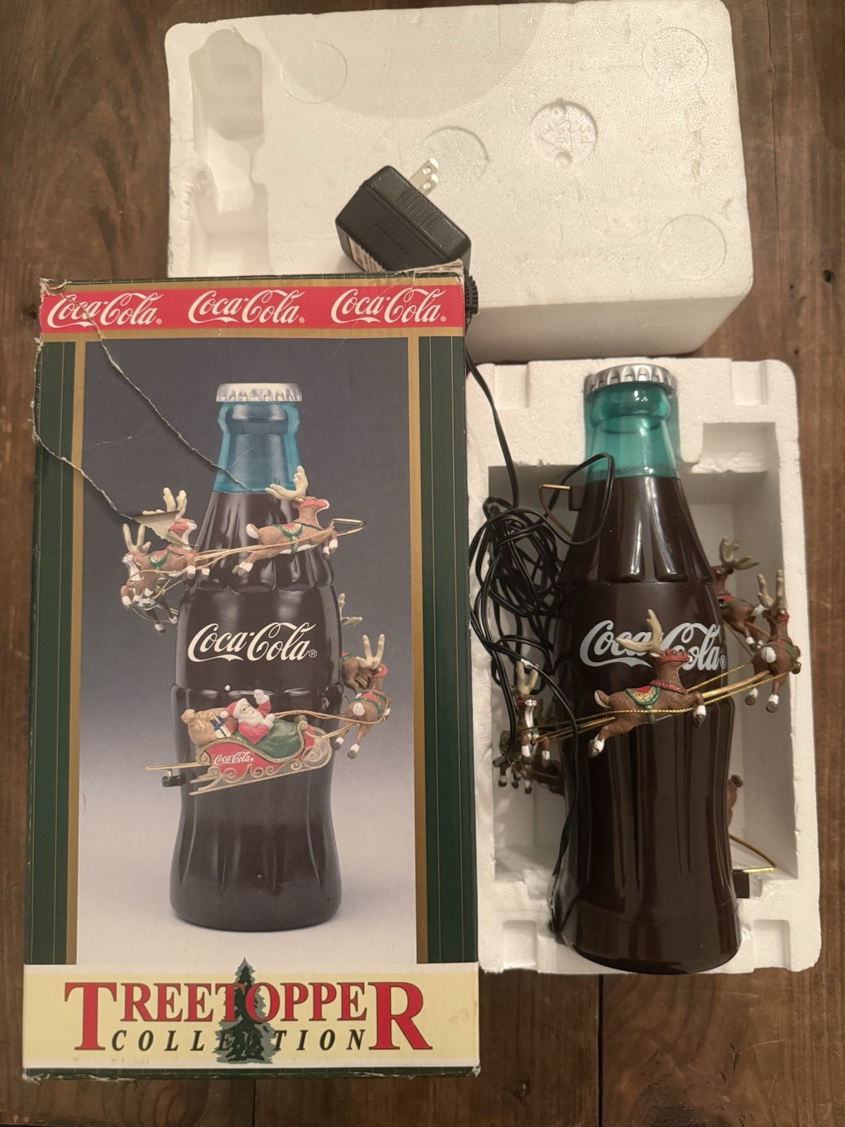 Coca Cola  Electric Animated Christmas Holiday Tree Topper Santa/Reindeer Tested