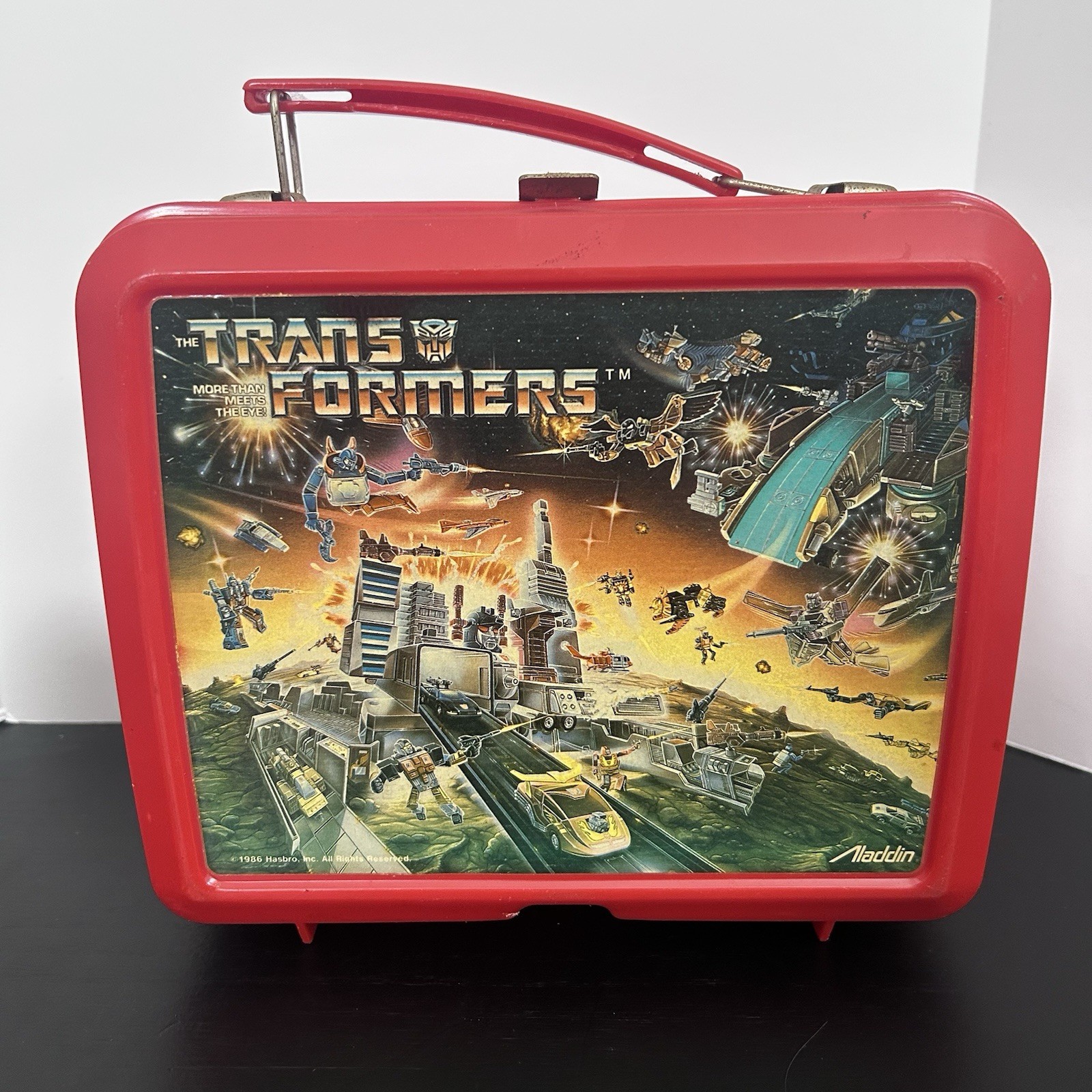 1984 Aladdin Hasbro Transformers Vintage Original Plastic Lunch Box w/Thermos 1984 Aladdin Hasbro Transformers Vintage Original Plastic Lunch Box w/Thermos