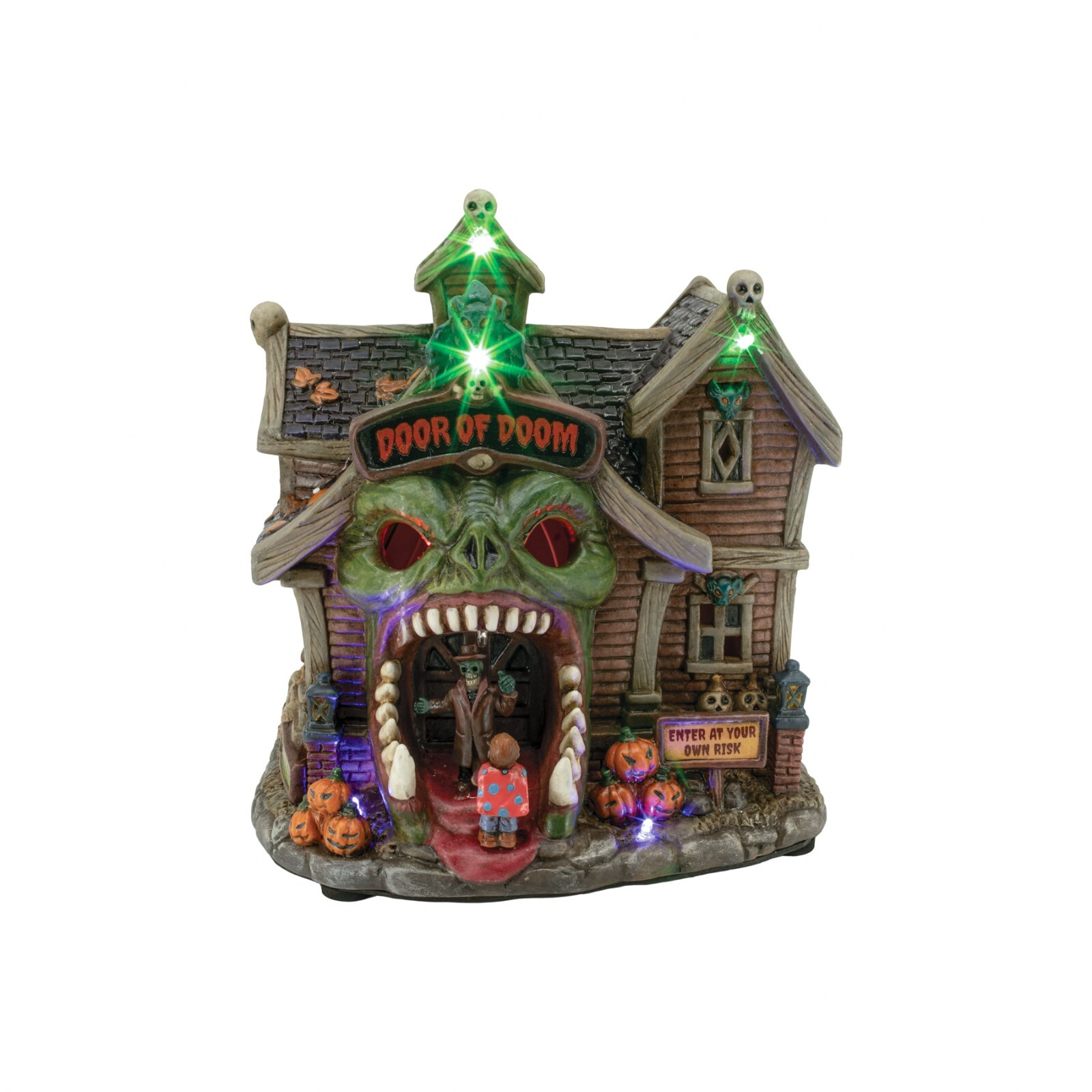 Door of Doom Animated Halloween Village with LED Lights and Music NEW