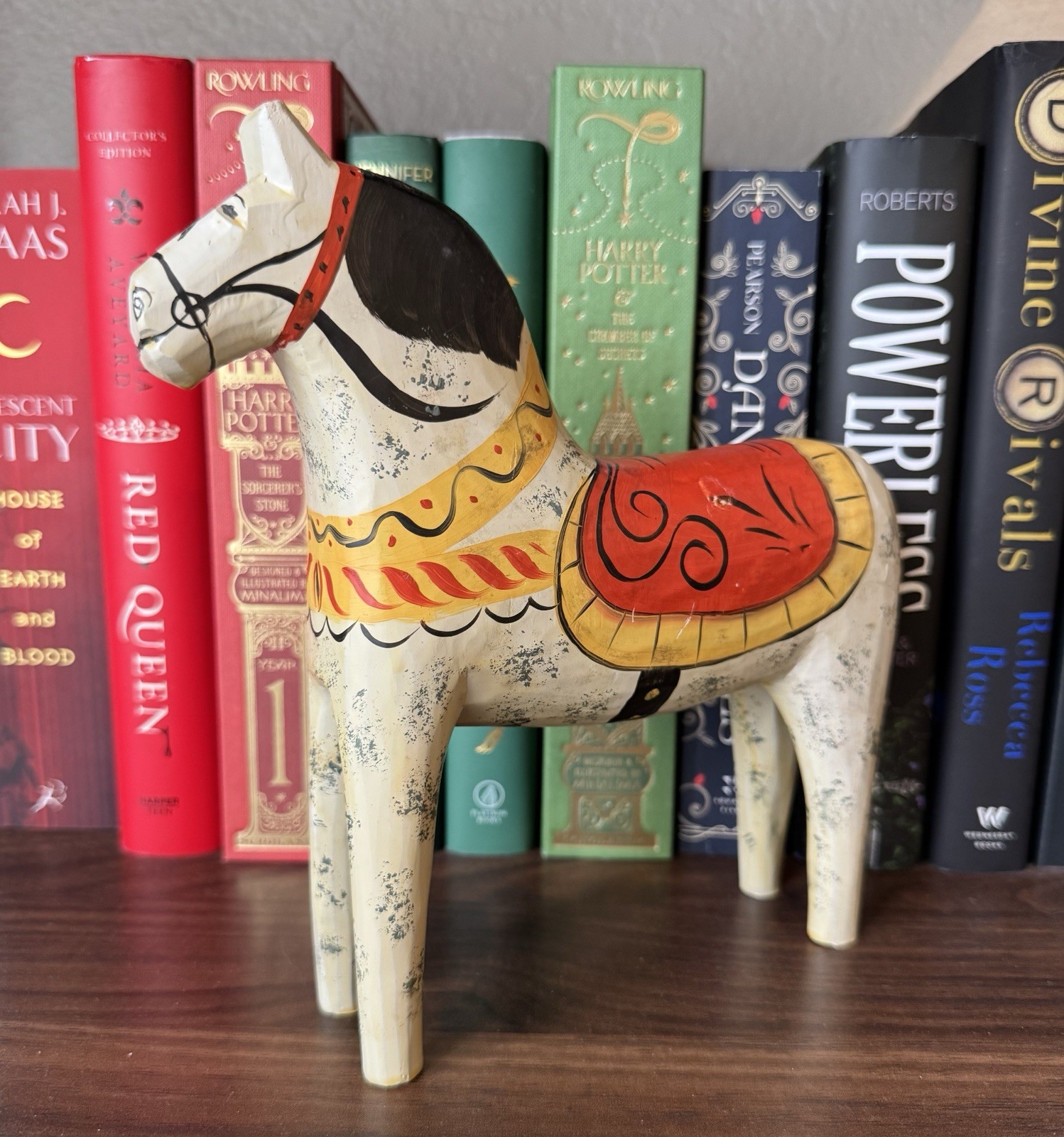 Traditional Vintage Swedish Dala Horse White Large Rare Numbered And Signed