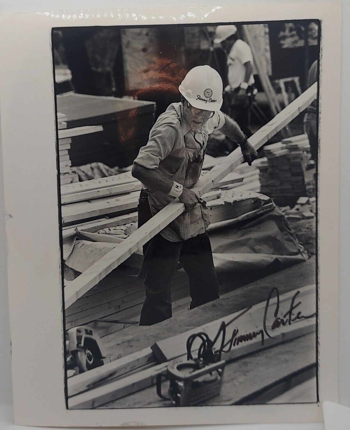Jimmy Carter Signed 8x10 Vintage Photo Full Signature Habitat For Humanity 