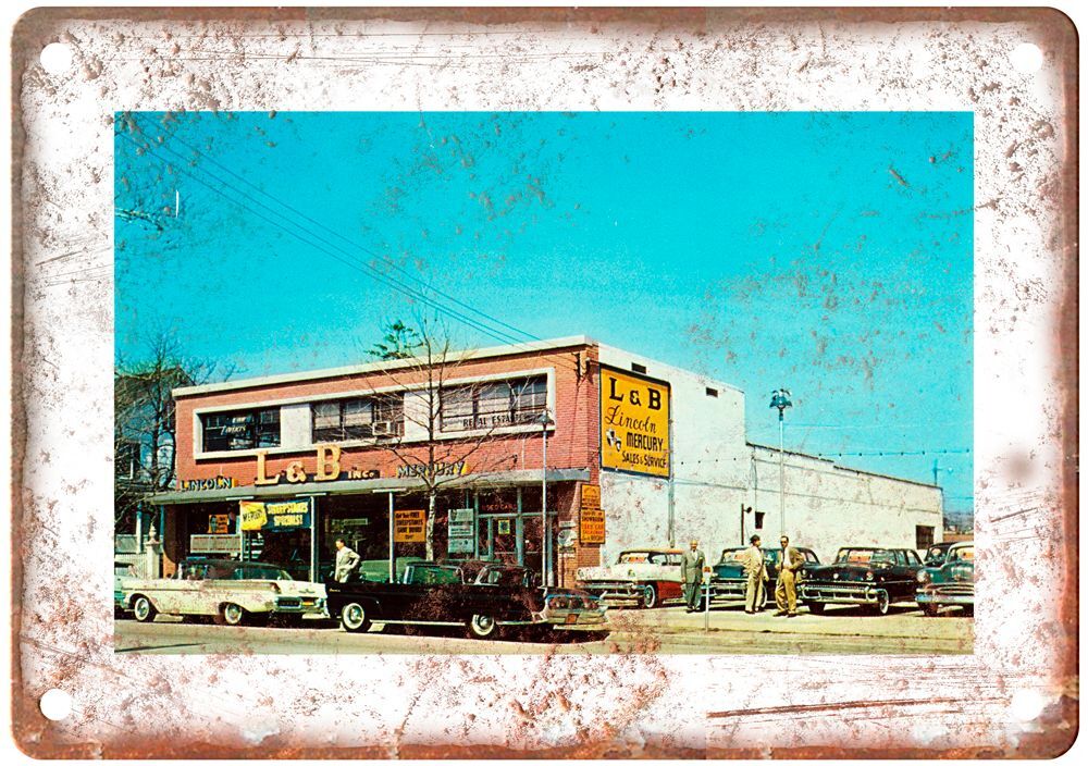 Vintage L & B Lincoln-Mercury, Babylon, NY Auto Ad Retro Look Metal Sign A4718