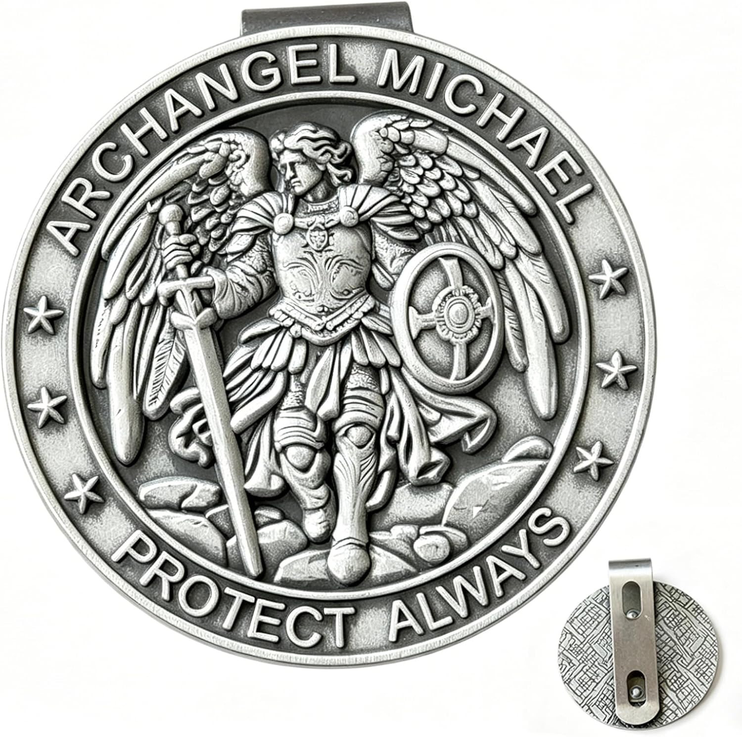 St Michael Archangel Medal for Car Auto Sun Visor Clip Saint Michael Vehicle A