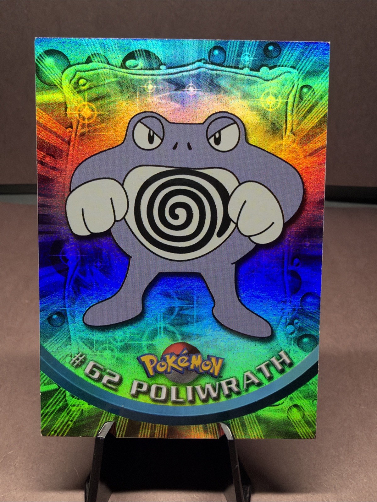 Pokemon Topps TV Edition Series 1 Poliwrath Rainbow Foil 1st Printing Blue Logo Pokemon Topps TV Edition Series 1 Poliwrath Rainbow Foil 1st Printing Blue Logo