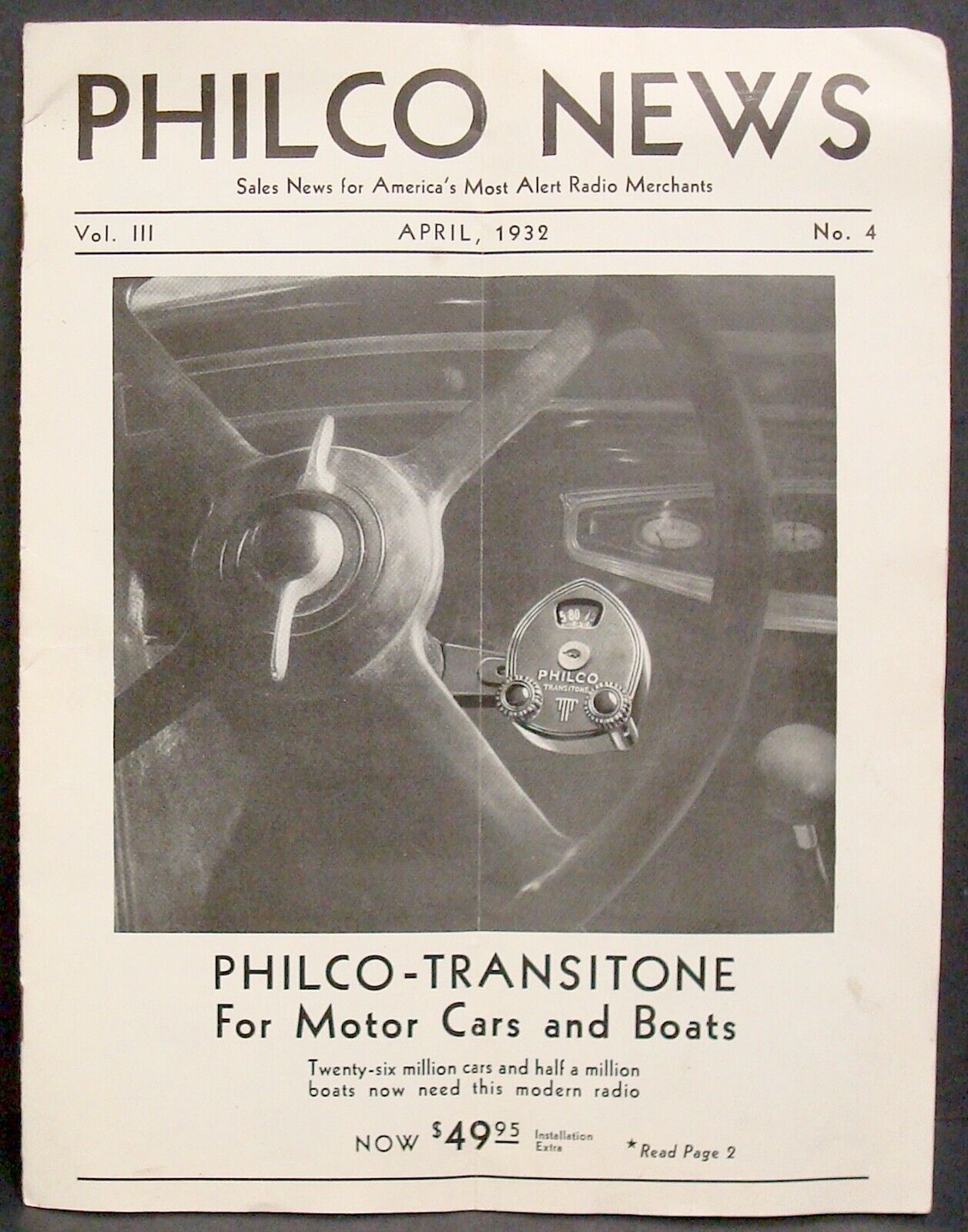 1932 PHILCO NEWS Vol.3 Early AUTO RADIO - TRANSITONE - Tube Radio