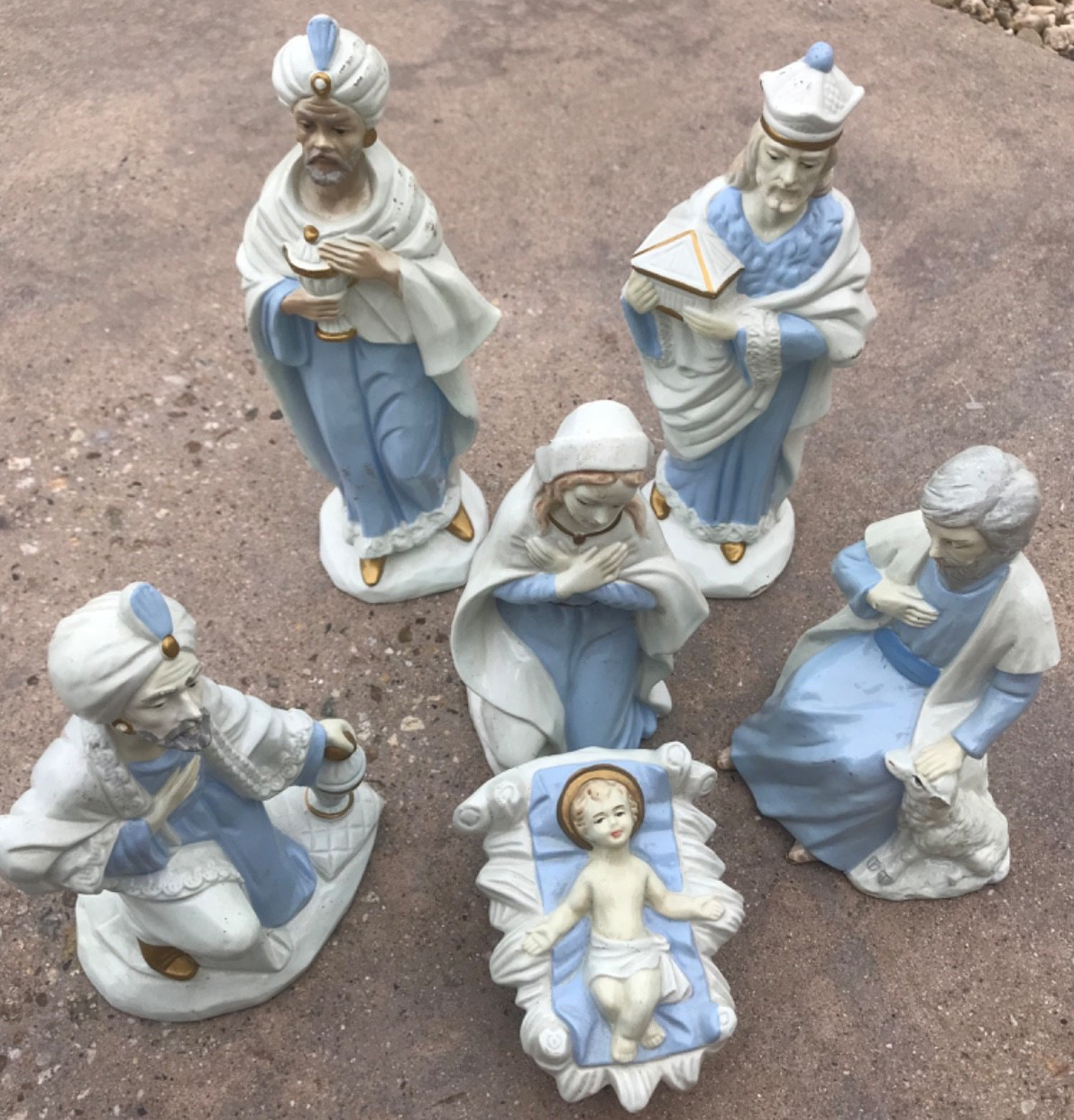 Nativity Figures Made In Japan 9”  Tall Three Kings Wise Men Jesus Mary Joseph