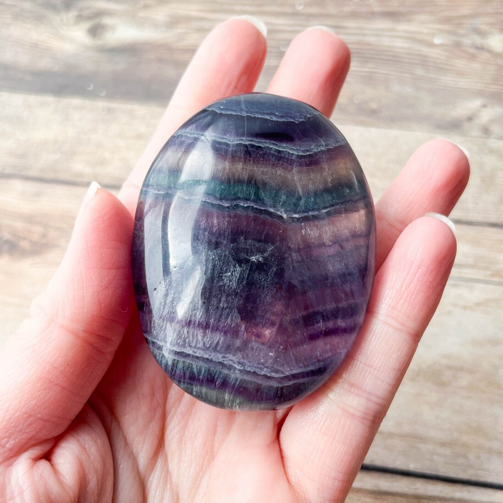 Large Lavender Purple Fluorite Palm Stone Crystal 114 g