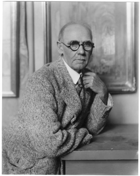 Artist Colin Campbell Cooper in large black eyeglasses, tweed suit- Old Photo