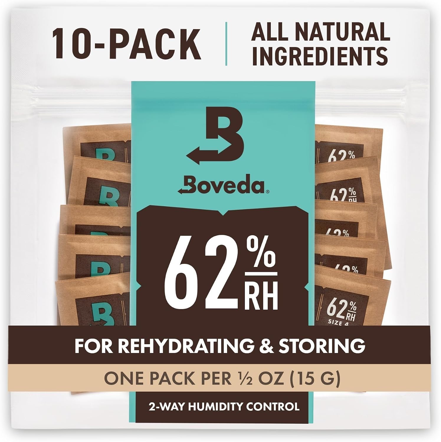 Boveda 62% Humidity Control Packs, Size 4, 10-Pack – Protects Up to ½ oz Boveda 62% Humidity Control Packs, Size 4, 10-Pack – Protects Up to ½ oz