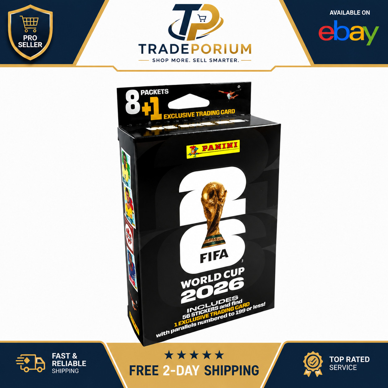 2026 Panini FIFA World Cup Soccer Hanger Box 8 Packs 56 Stickers US Edition NEW