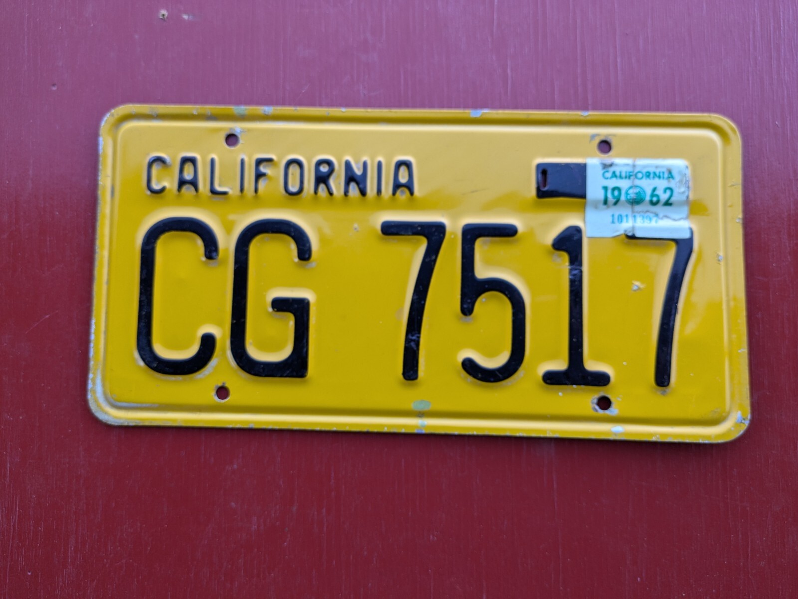 1956/62 California license plate CG 7517