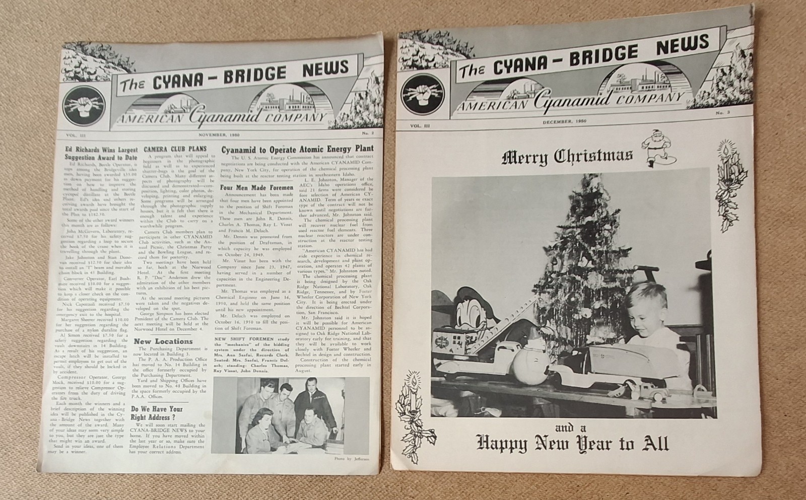 2 VTG 1950 AMERICAN CYANAMID CO. EMPLOYEE NEWSLETTERS Cyana-Bridge Bridgeville 2 VTG 1950 AMERICAN CYANAMID CO. EMPLOYEE NEWSLETTERS Cyana-Bridge Bridgeville