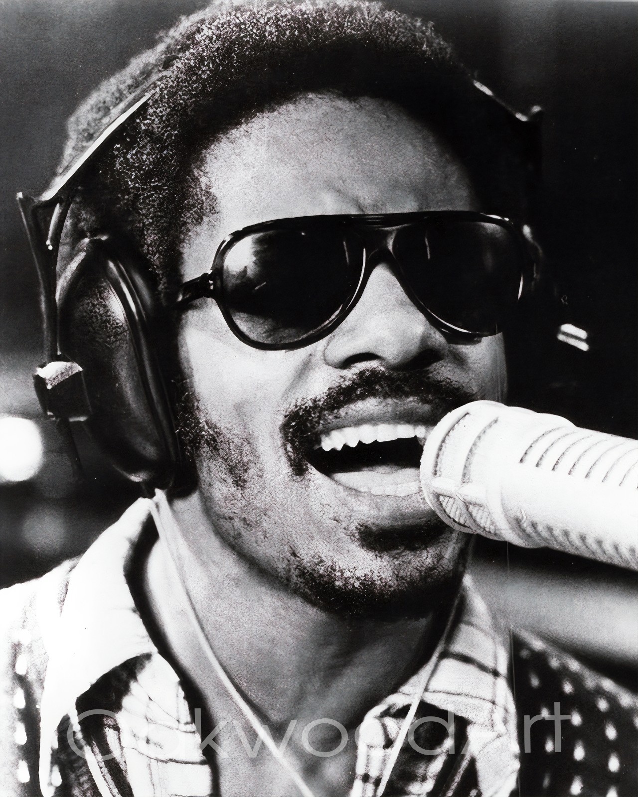 STEVIE WONDER at the Microphone c1970s, Iconic Musician, Vintage Photo Reprint