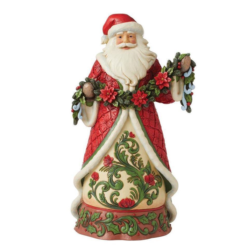 Jim Shore Heartwood Creek Santa With Poinsettia Garland Figurine 6012898