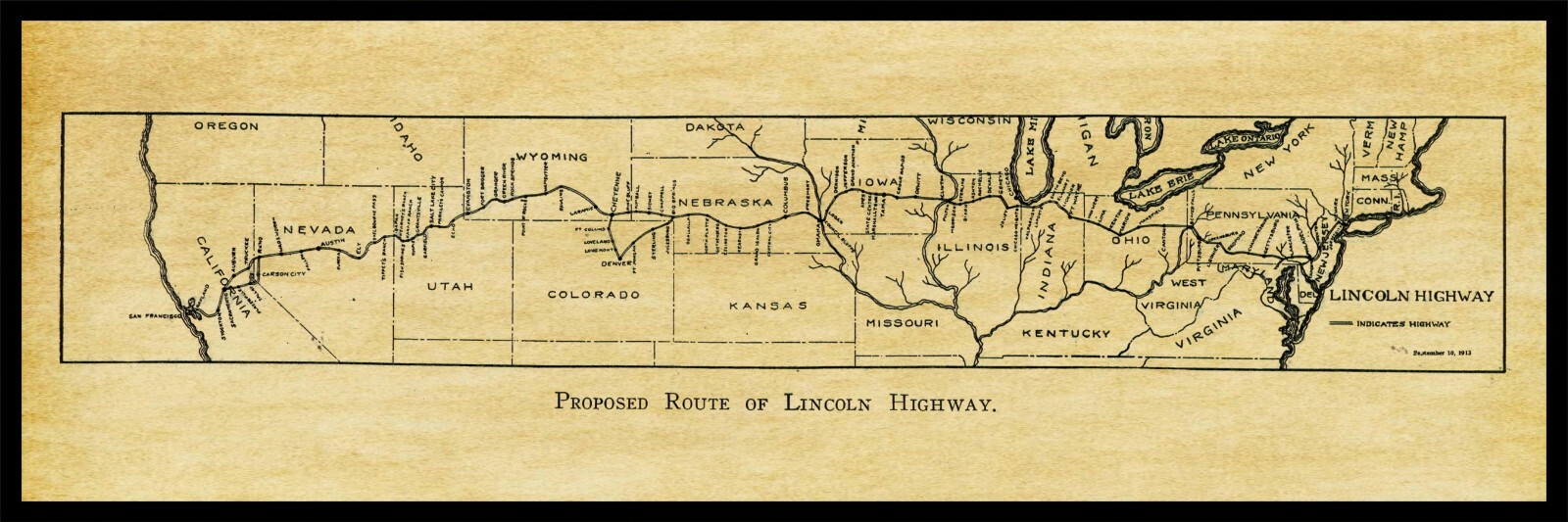 1913 Lincoln Highway Proposed Route Map NEW Metal Sign -  6
