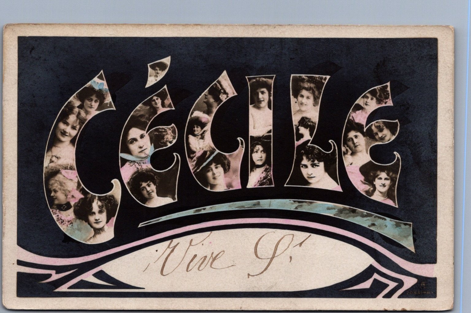 CÉCILE Name Collage Postcard France Annonay 1940 Posted Paris Address