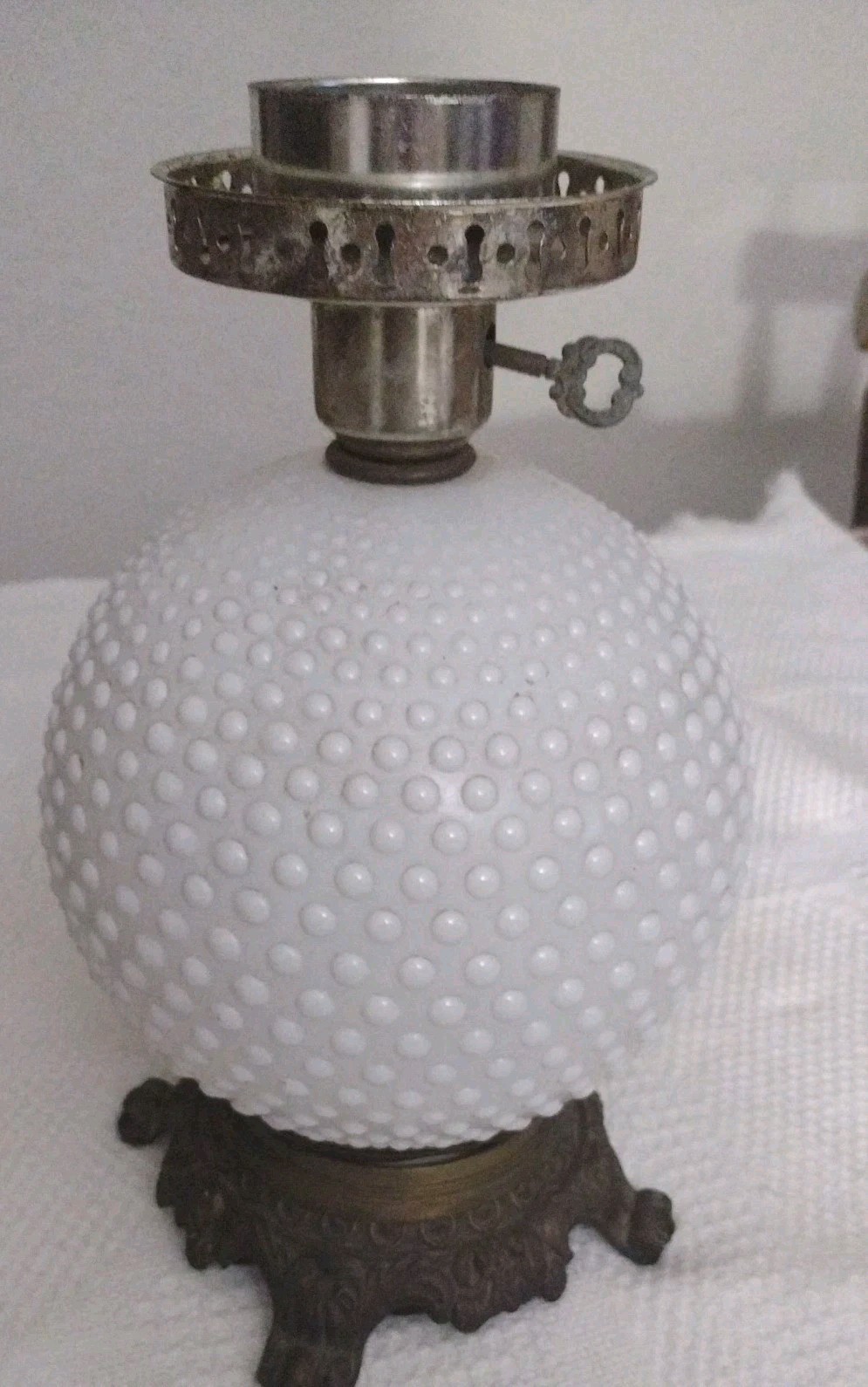 Vintage Lamp Hobnail Milk Glass 