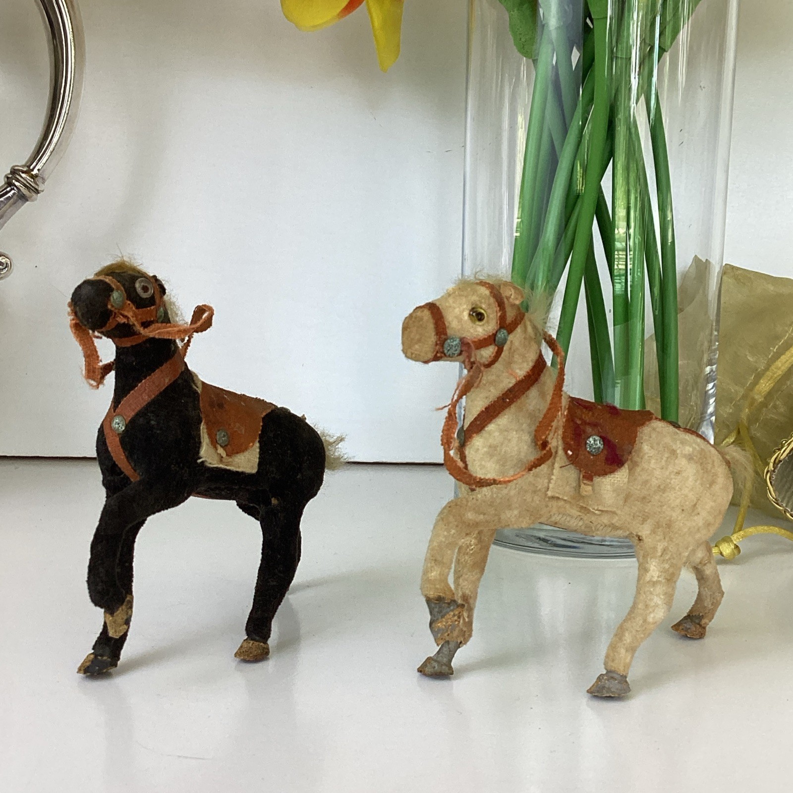 Antique Felt Horses Early 1900s Toy Mini Americana 4