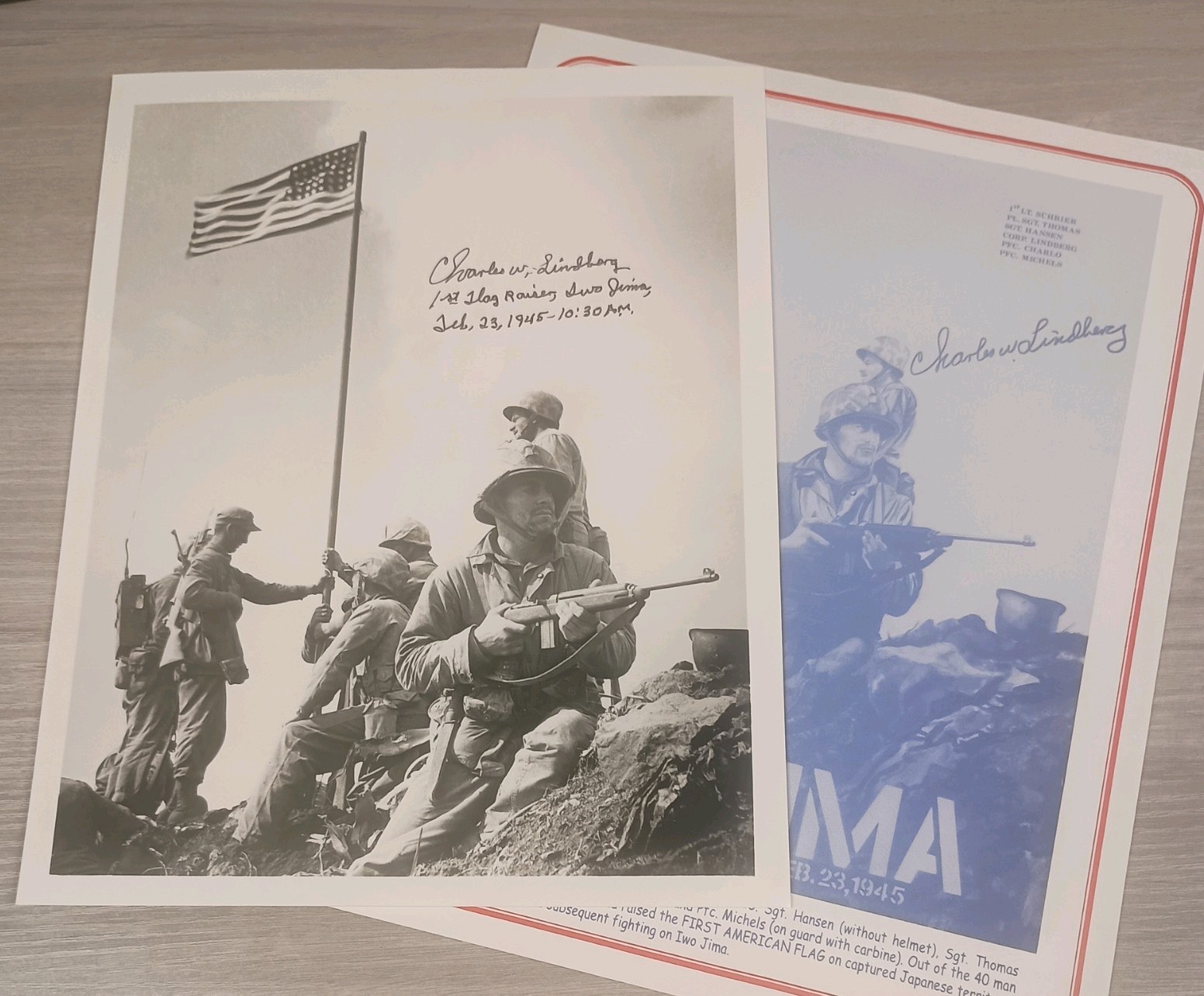 Charles W. Lindberg - Iwo Jima 1st Flag Raiser - Autographed 8 x 10 Photo