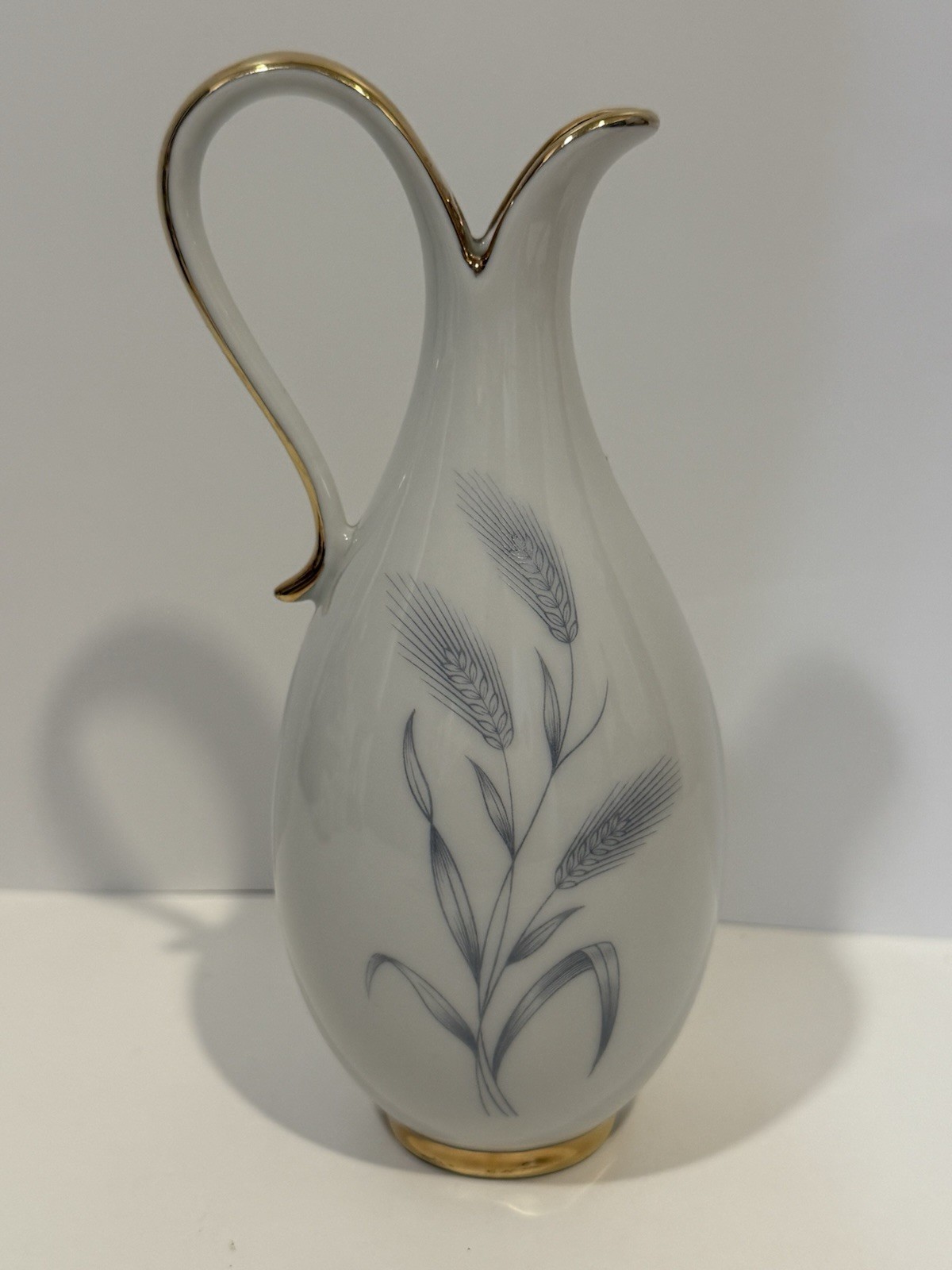Vintage E&R Golden Crown Erphila Germany White Gold Trim Bud Vase