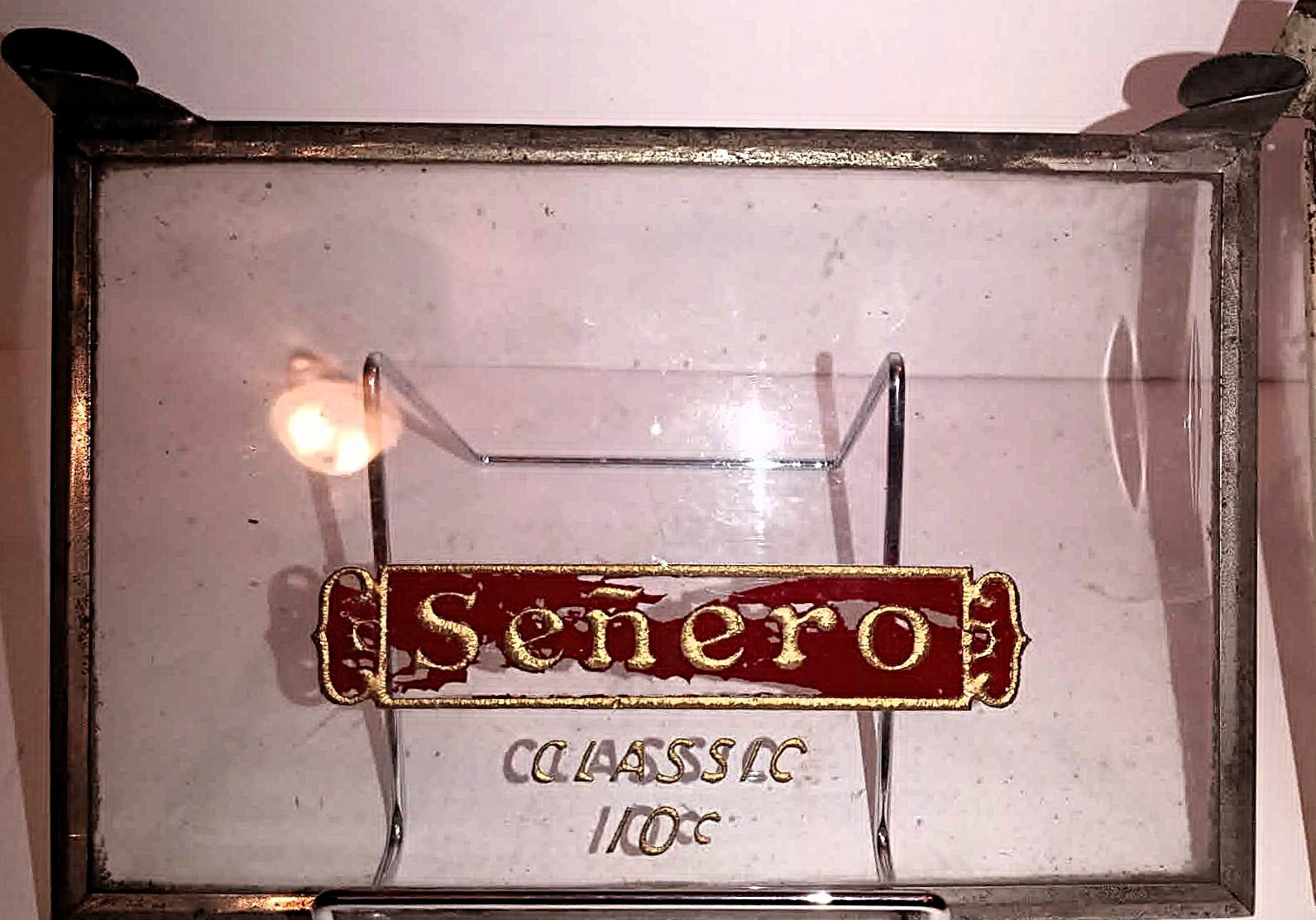 Antique Senero Cigar Countertop Glass Display Sign Oshkosh WI Tobaccoriana +Gift