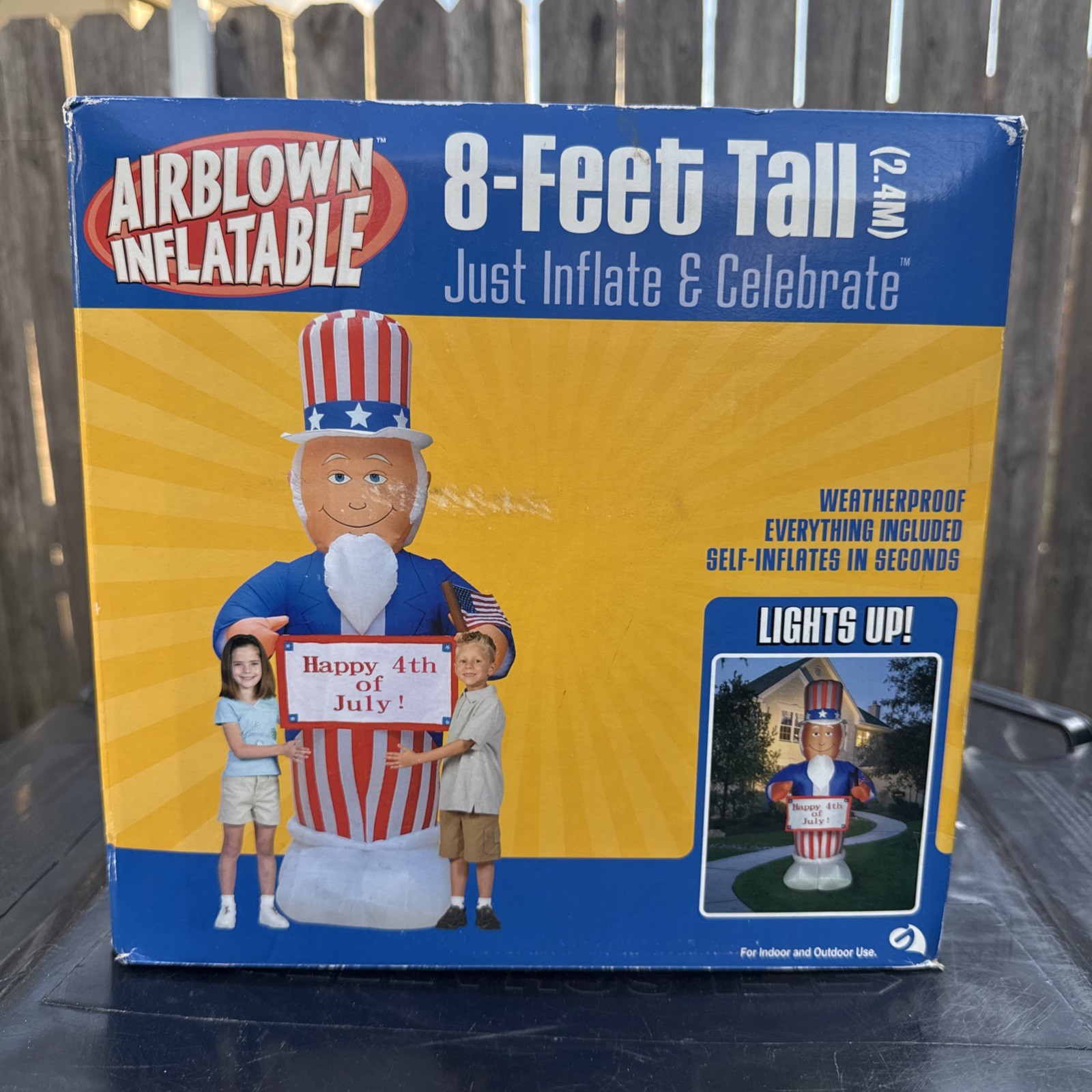 Rare USA Gemmy 8ft Uncle Sam Inflatable Light Up Patriotic America 2004 BNIB