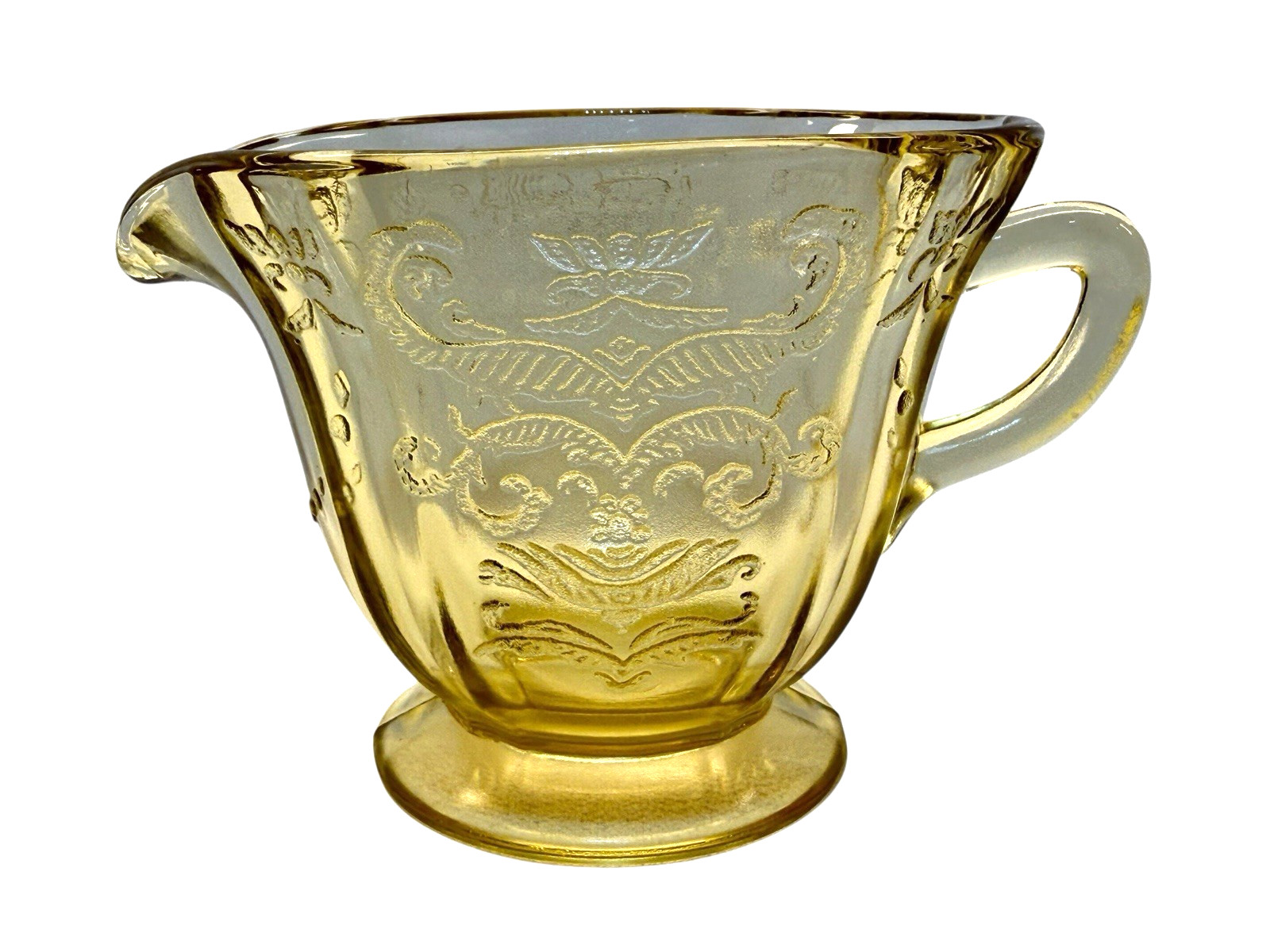 Vintage Federal Glass Madrid Amber Footed Creamer 1932-1939 Depression Glass Vintage Federal Glass Madrid Amber Footed Creamer 1932-1939 Depression Glass