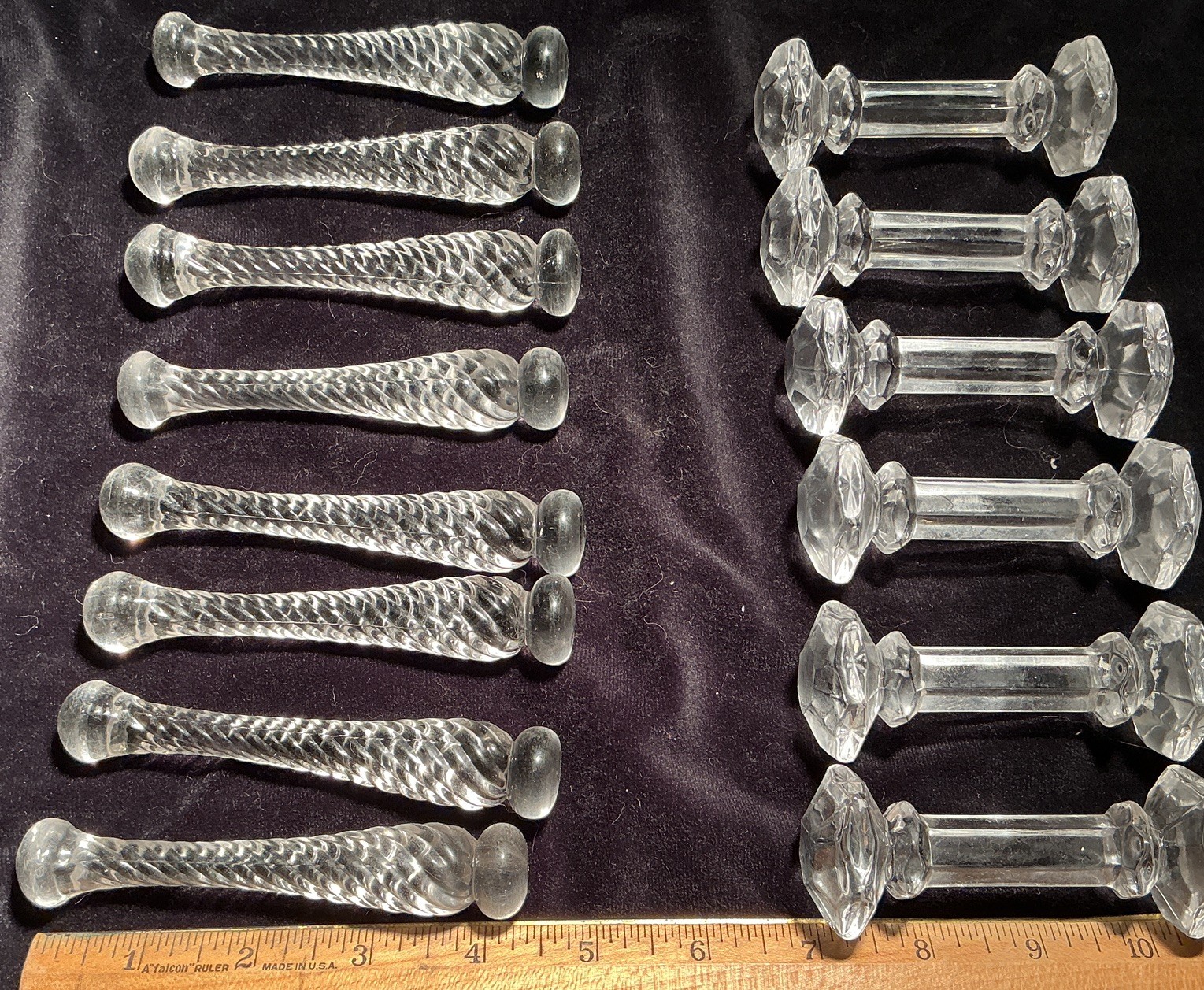 ANTIQUE GLASS KNIFE RESTS CUT GLASS CRYSTAL 2 DESIGNS LOT OF 14 - 
