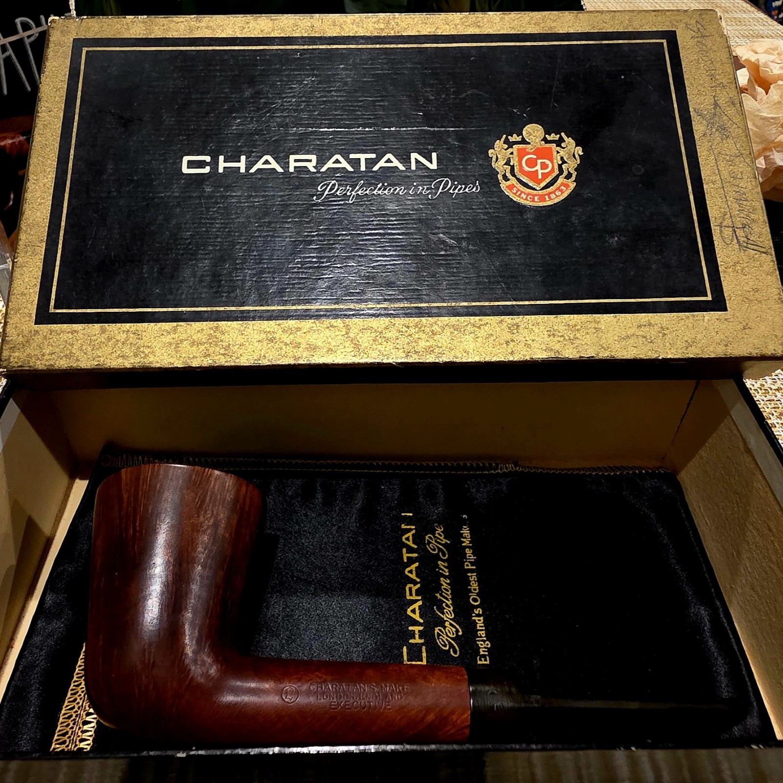 CHARATAN EXECUTIVE LANE\'S ERA ESTATE BRIAR SMOKING PIPE MADE IN LONDON BOX & SOX
