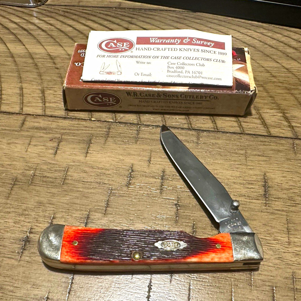 **RARE** Case XX  Trapperlock Red Barnboard SS Clip Point Knife w/Box